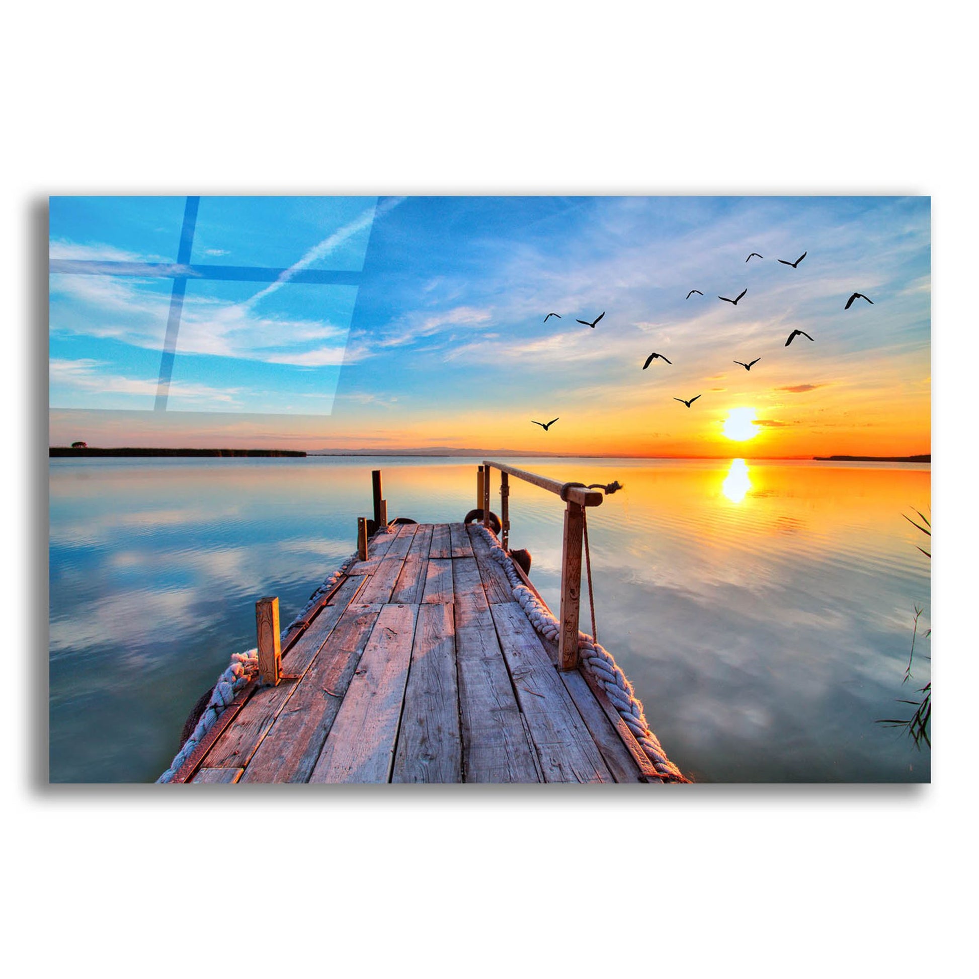 Epic Art 'Lakehouse Pier' by Epic Portfolio, Acrylic Glass Wall Art,24x16