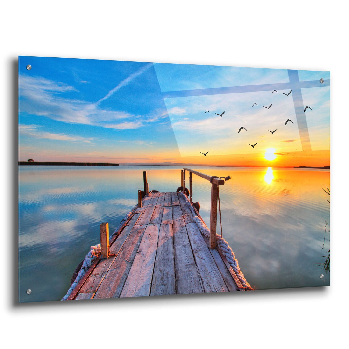 Epic Art 'Lakehouse Pier' by Epic Portfolio, Acrylic Glass Wall Art,36x24