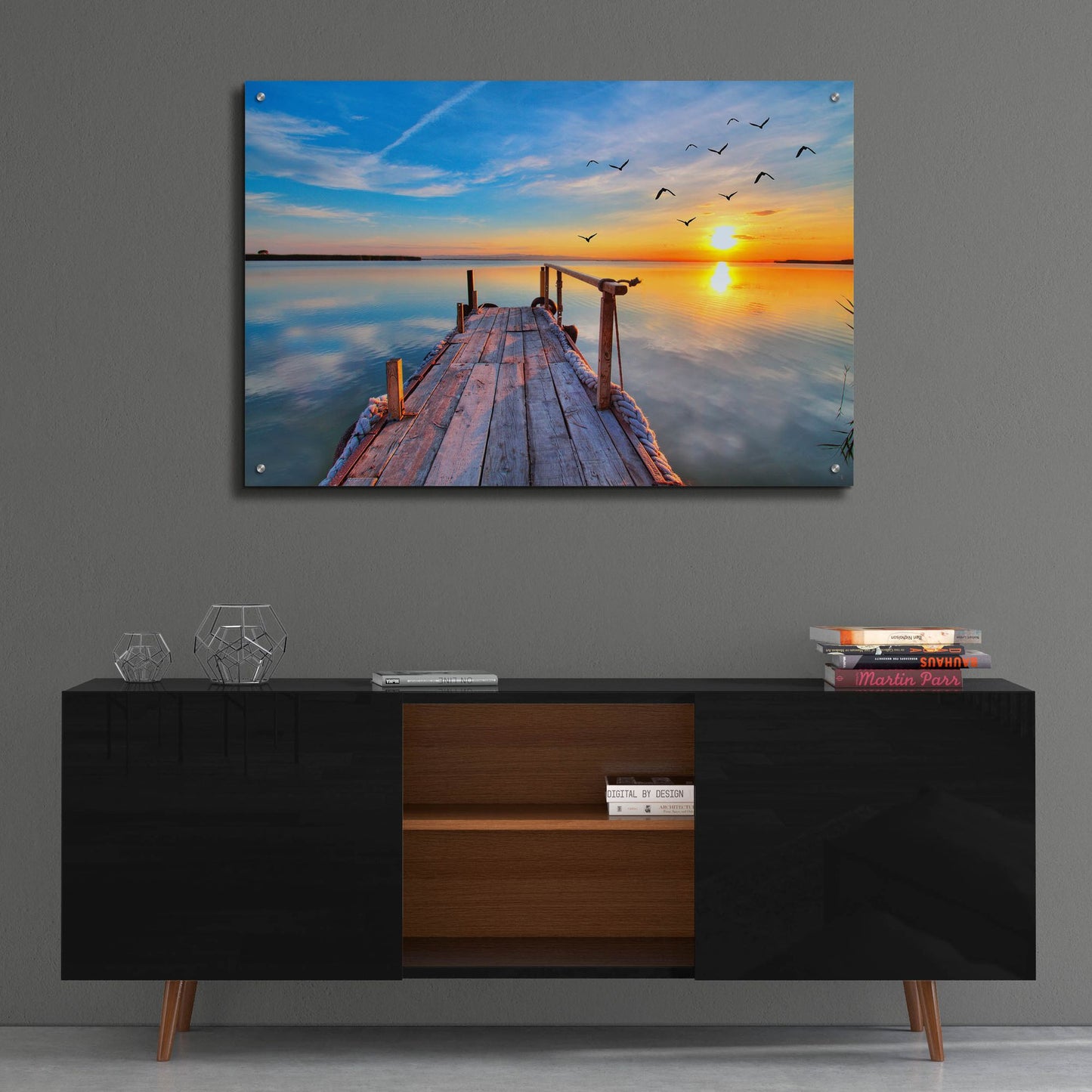 Epic Art 'Lakehouse Pier' by Epic Portfolio, Acrylic Glass Wall Art,36x24