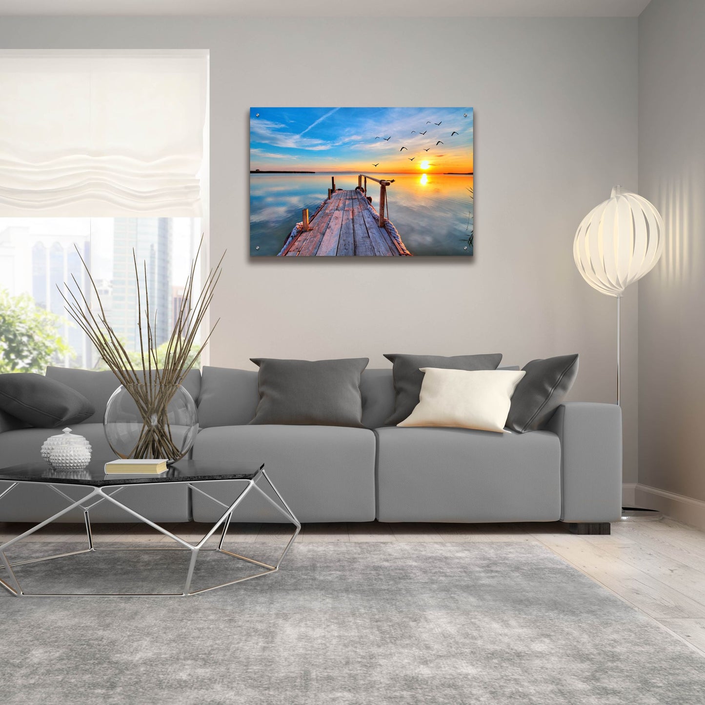 Epic Art 'Lakehouse Pier' by Epic Portfolio, Acrylic Glass Wall Art,36x24