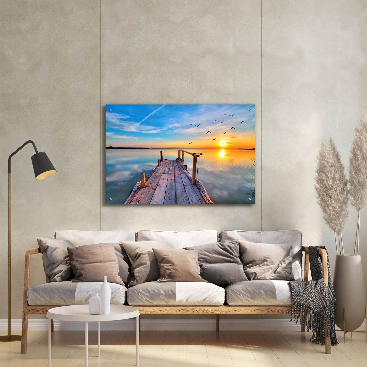 Epic Art 'Lakehouse Pier' by Epic Portfolio, Acrylic Glass Wall Art,36x24