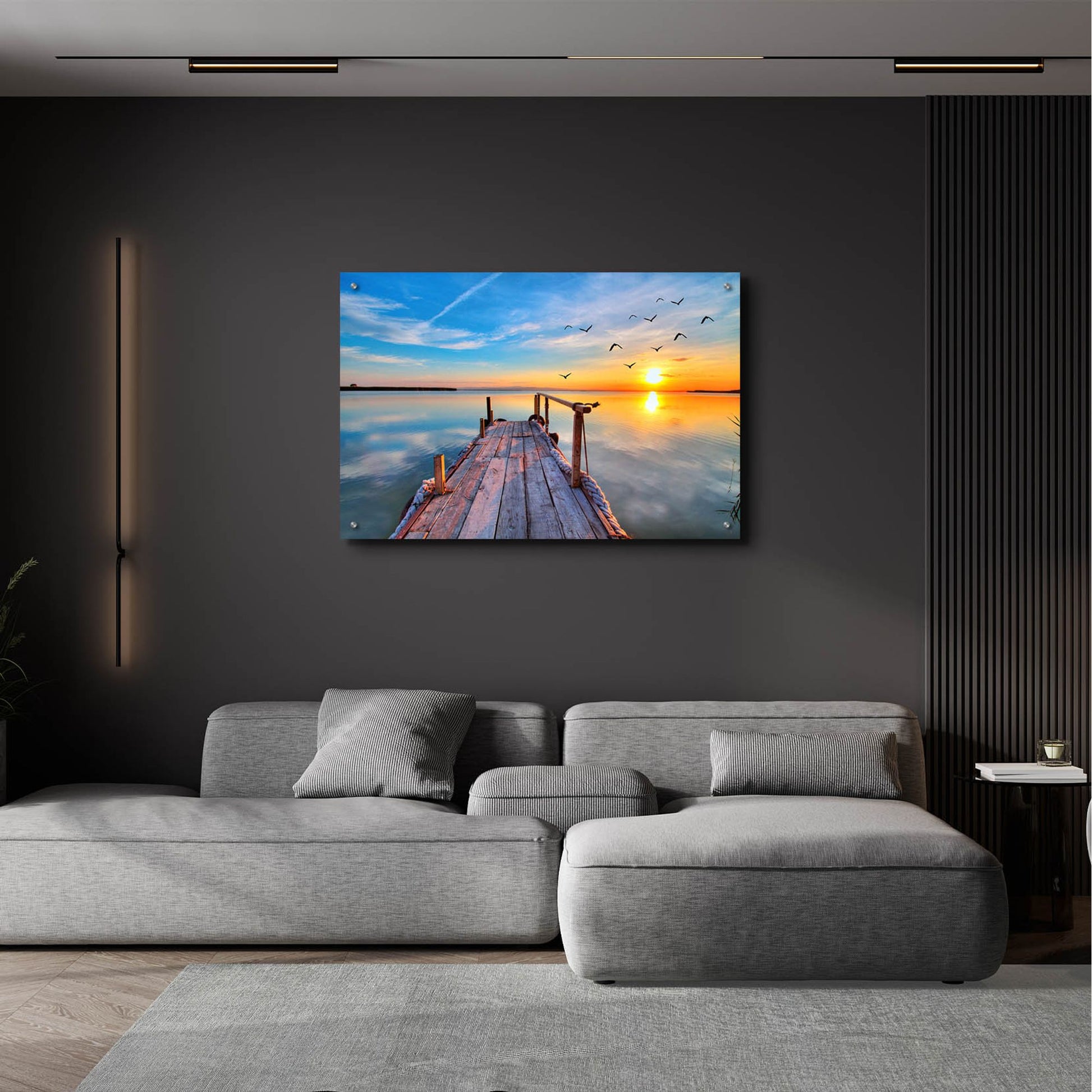 Epic Art 'Lakehouse Pier' by Epic Portfolio, Acrylic Glass Wall Art,36x24