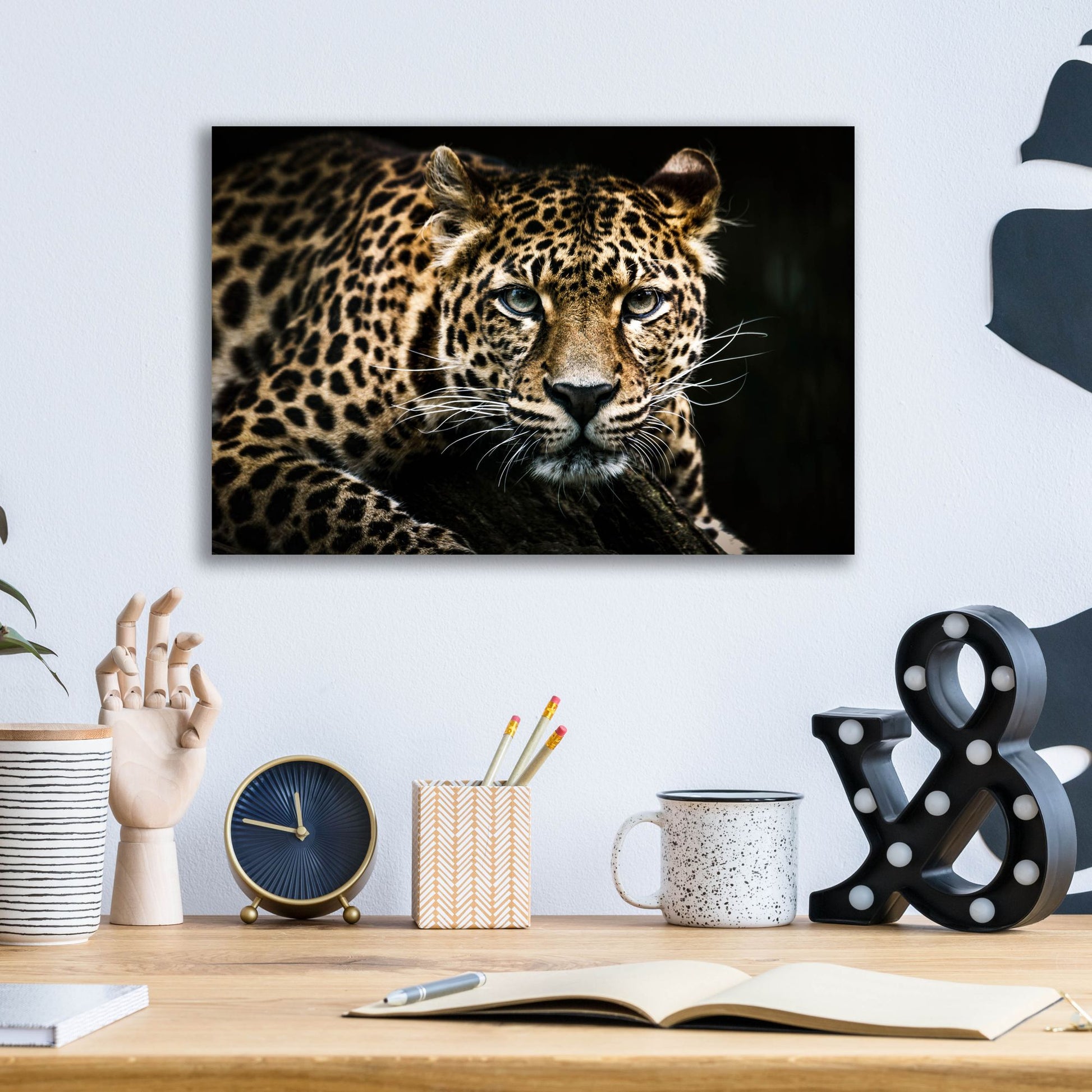 Epic Art 'Leopard on the Hunt' by Epic Portfolio, Acrylic Glass Wall Art,16x12