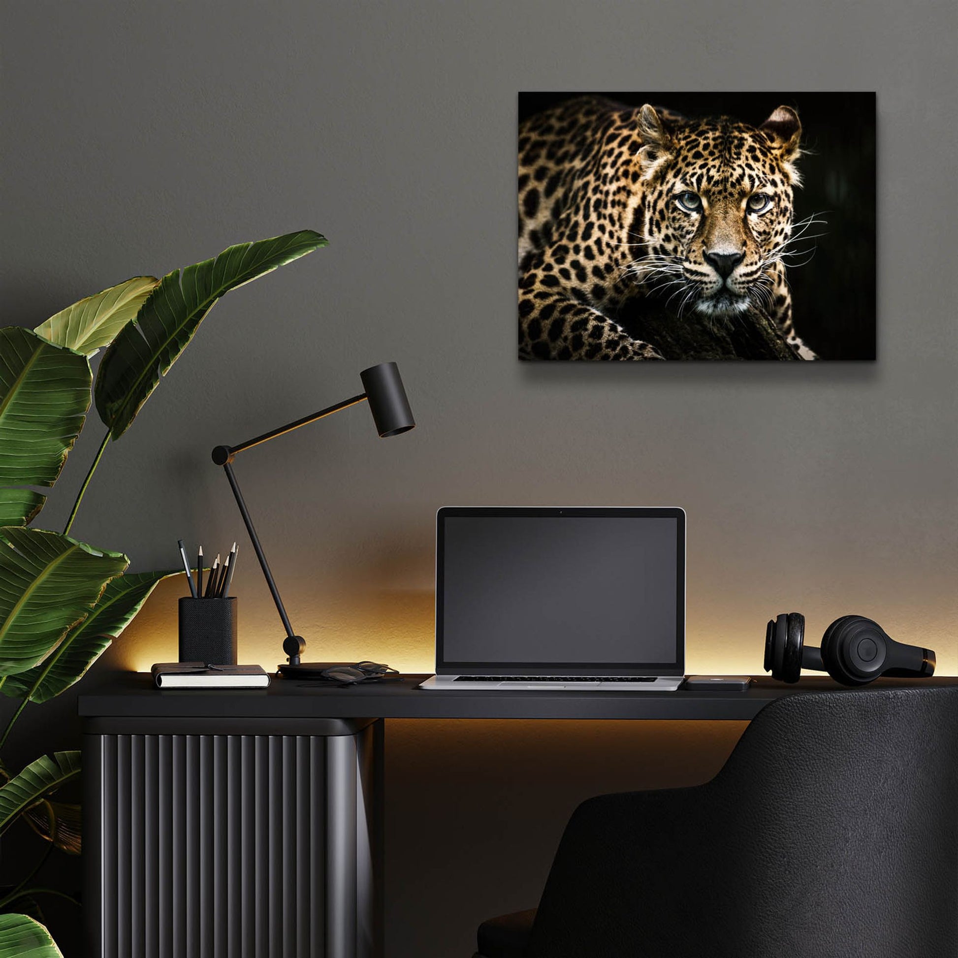 Epic Art 'Leopard on the Hunt' by Epic Portfolio, Acrylic Glass Wall Art,16x12