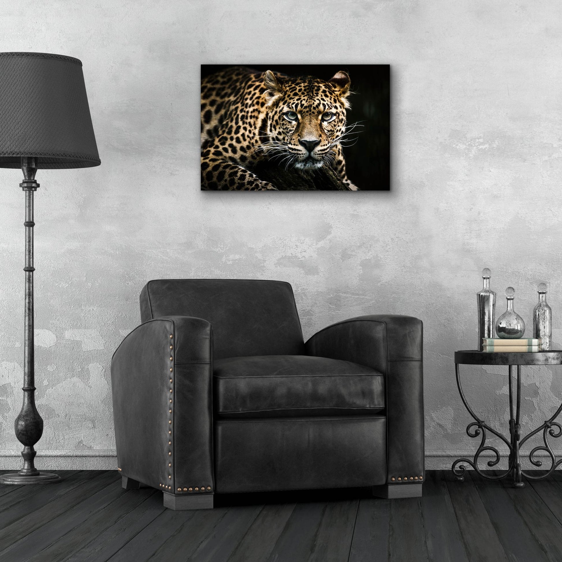 Epic Art 'Leopard on the Hunt' by Epic Portfolio, Acrylic Glass Wall Art,24x16