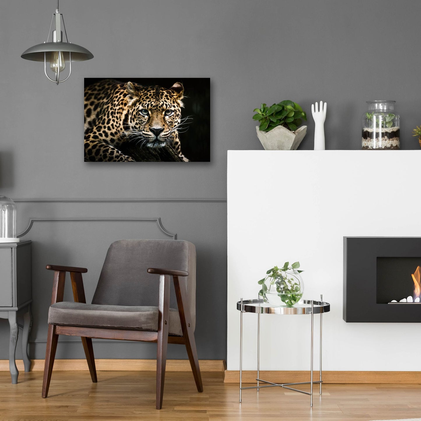 Epic Art 'Leopard on the Hunt' by Epic Portfolio, Acrylic Glass Wall Art,24x16