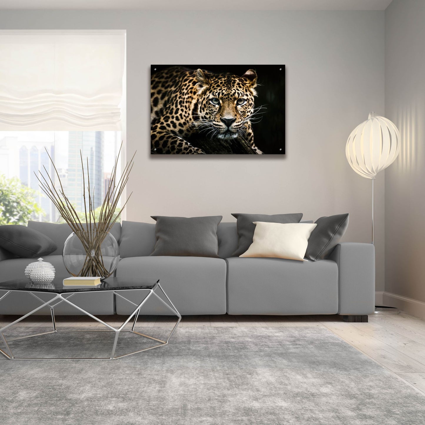 Epic Art 'Leopard on the Hunt' by Epic Portfolio, Acrylic Glass Wall Art,36x24