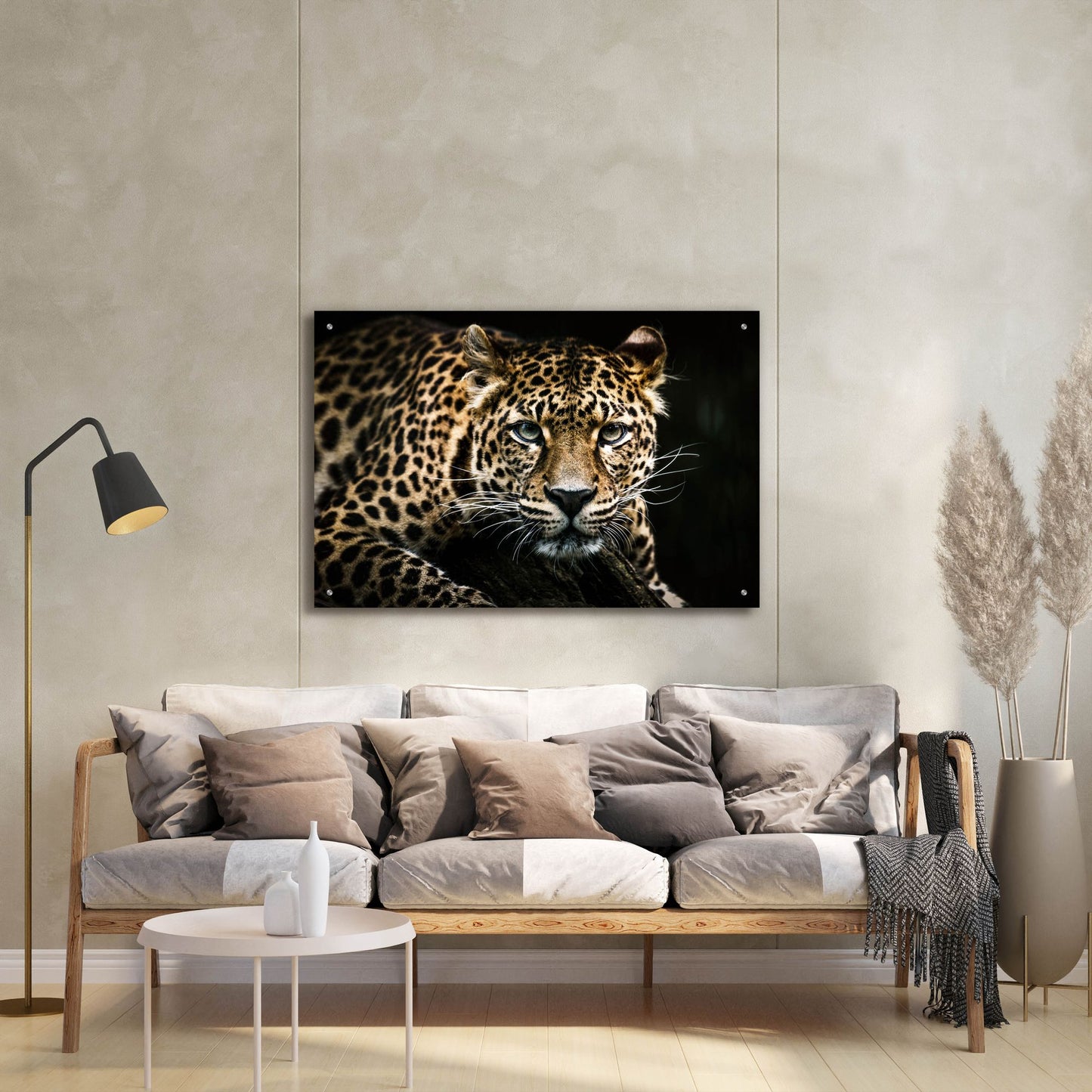 Epic Art 'Leopard on the Hunt' by Epic Portfolio, Acrylic Glass Wall Art,36x24