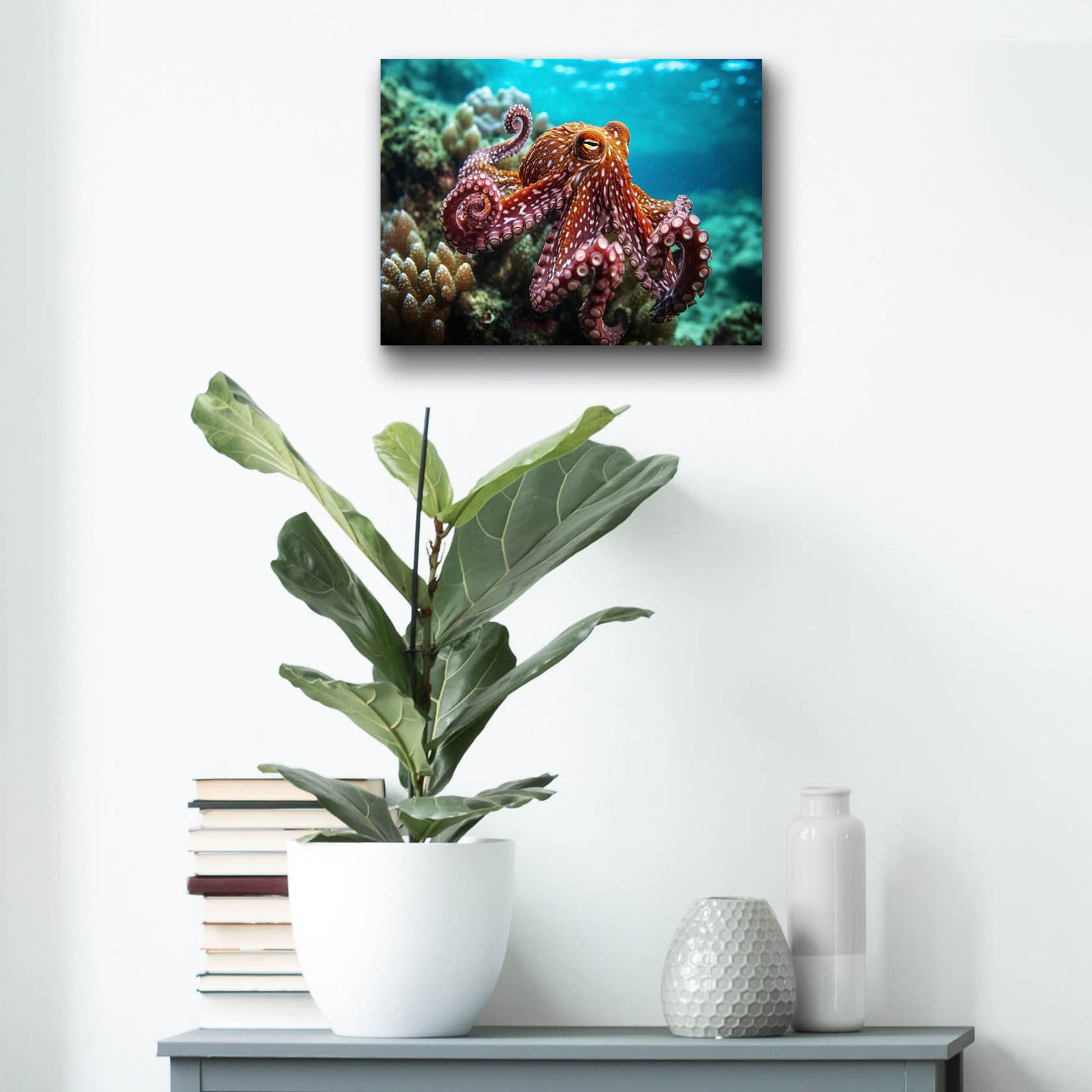 Epic Art 'Octopus at Sea' by Epic Portfolio, Acrylic Glass Wall Art,16x12