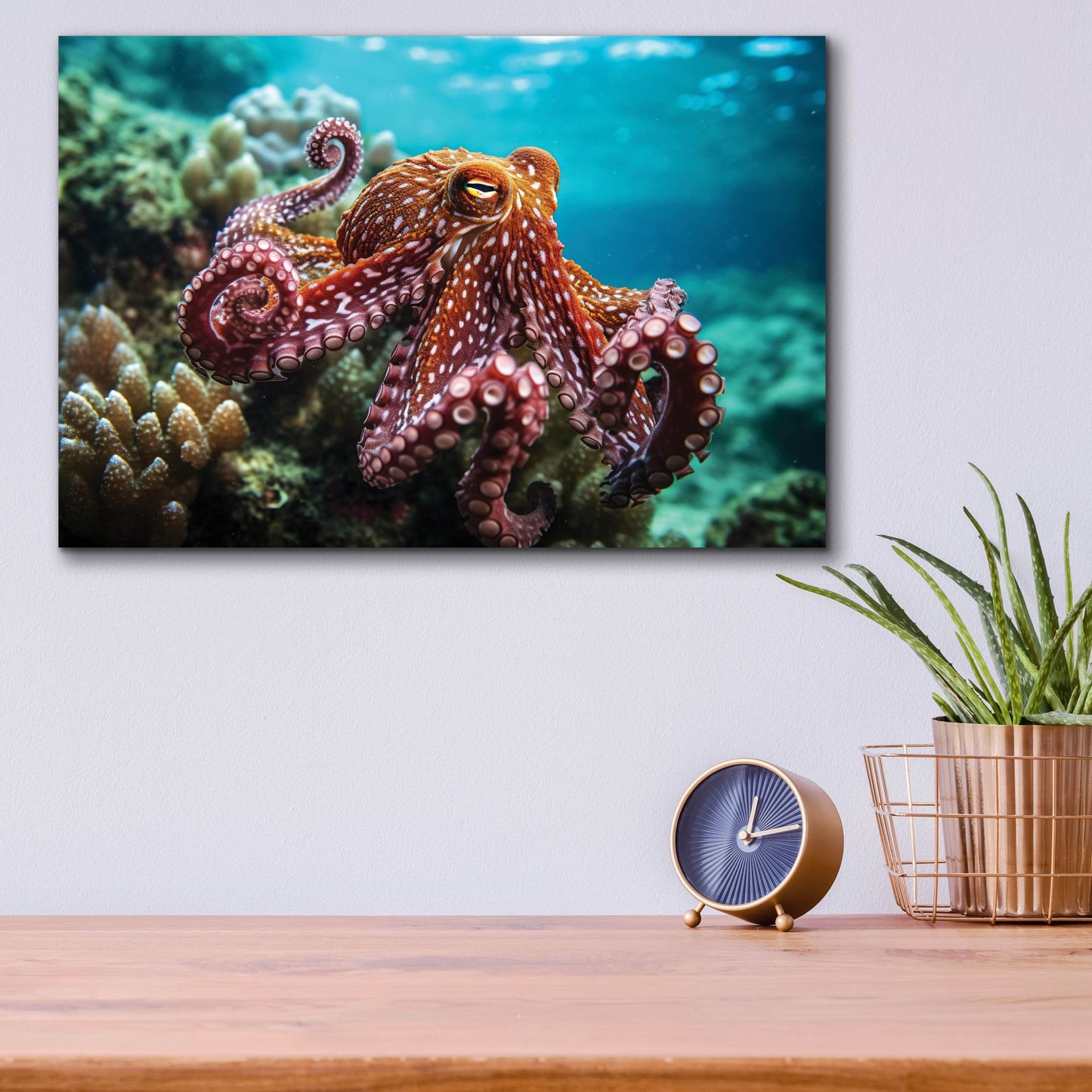 Epic Art 'Octopus at Sea' by Epic Portfolio, Acrylic Glass Wall Art,16x12