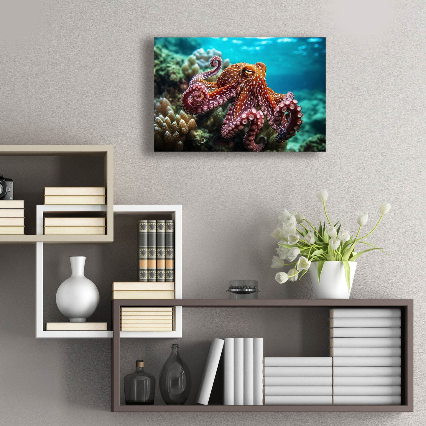 Epic Art 'Octopus at Sea' by Epic Portfolio, Acrylic Glass Wall Art,24x16