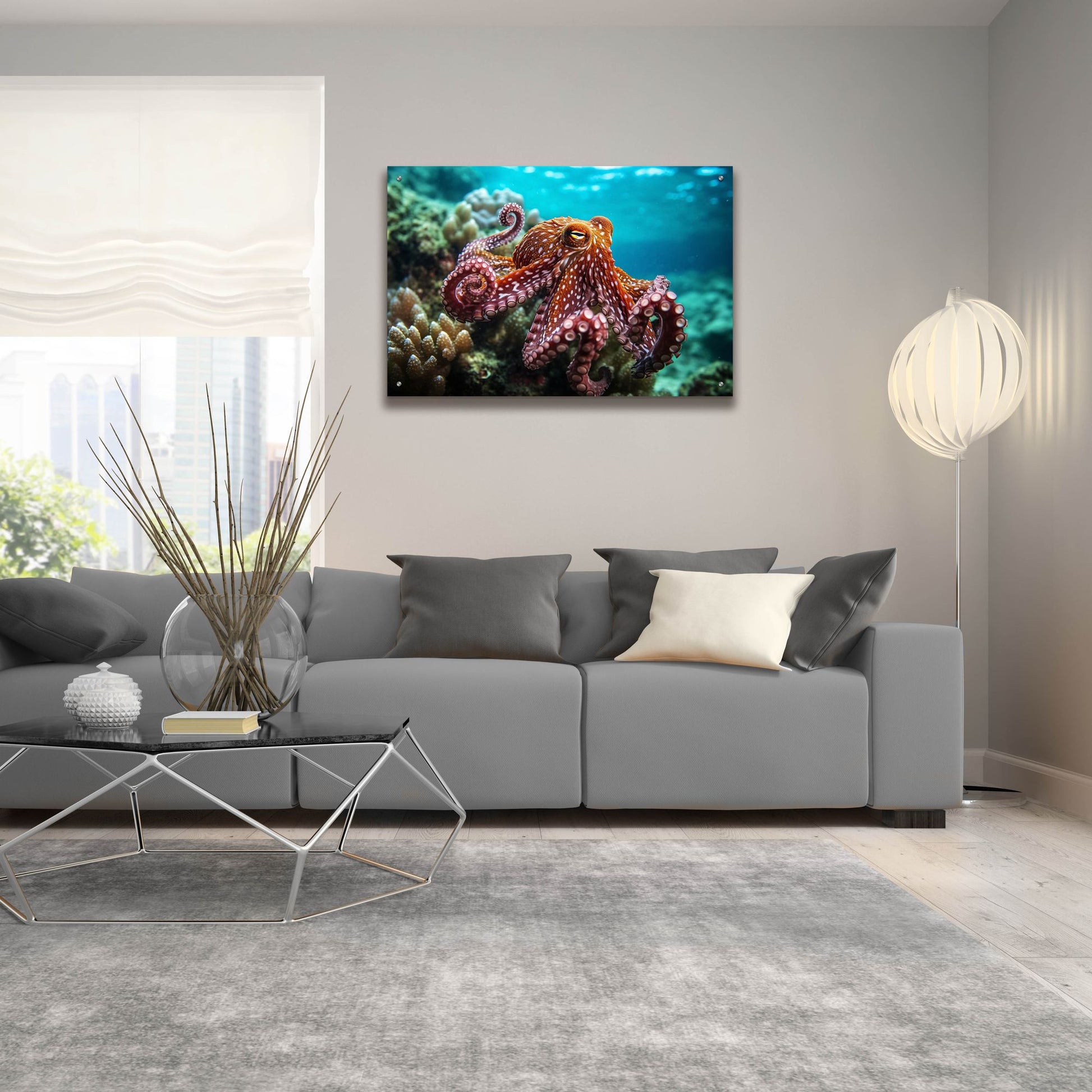 Epic Art 'Octopus at Sea' by Epic Portfolio, Acrylic Glass Wall Art,36x24