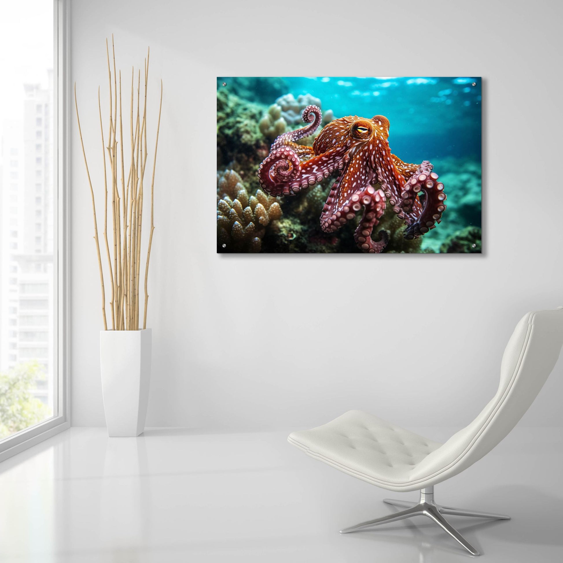 Epic Art 'Octopus at Sea' by Epic Portfolio, Acrylic Glass Wall Art,36x24