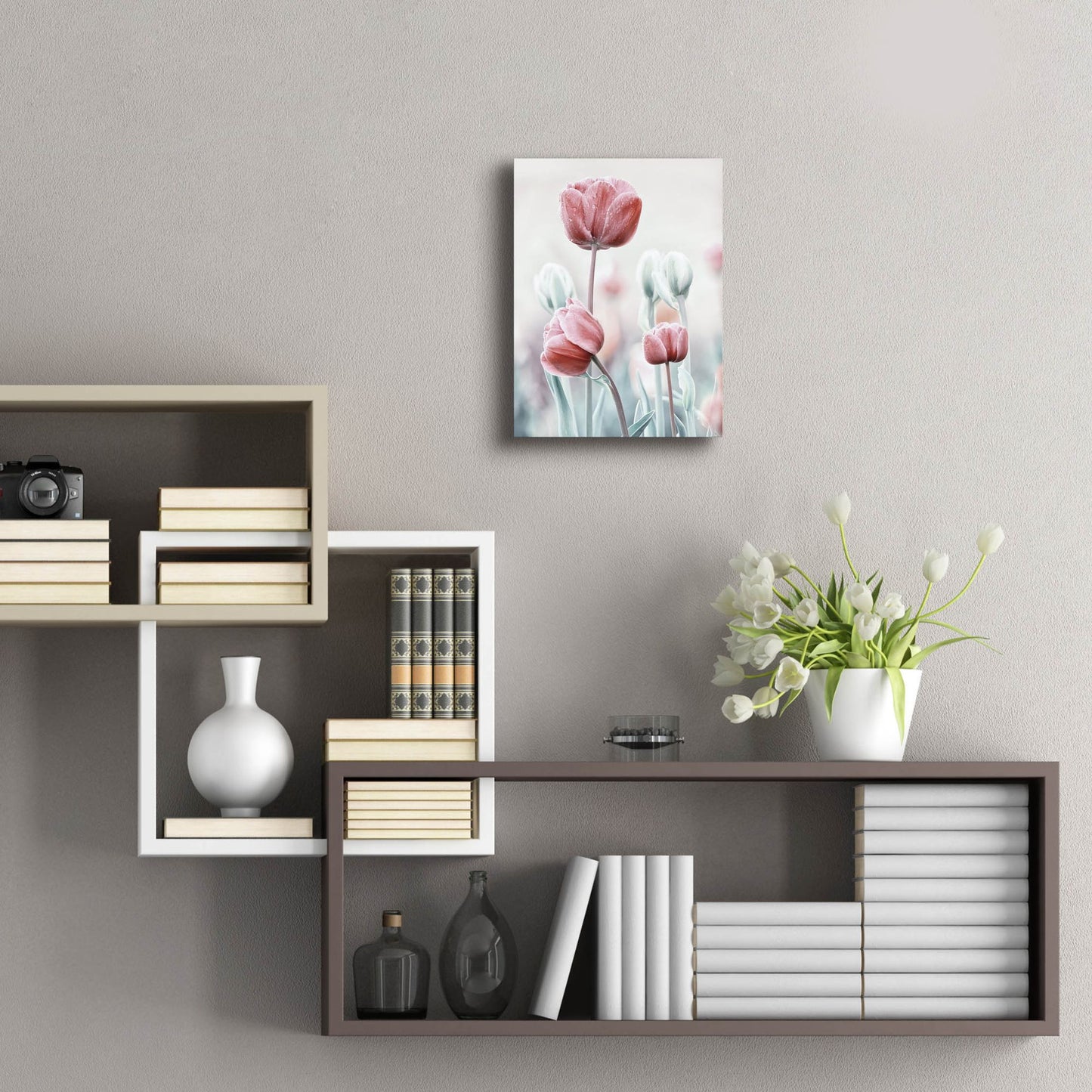 Epic Art 'Pink and White Tulips' by Epic Portfolio, Acrylic Glass Wall Art,12x16