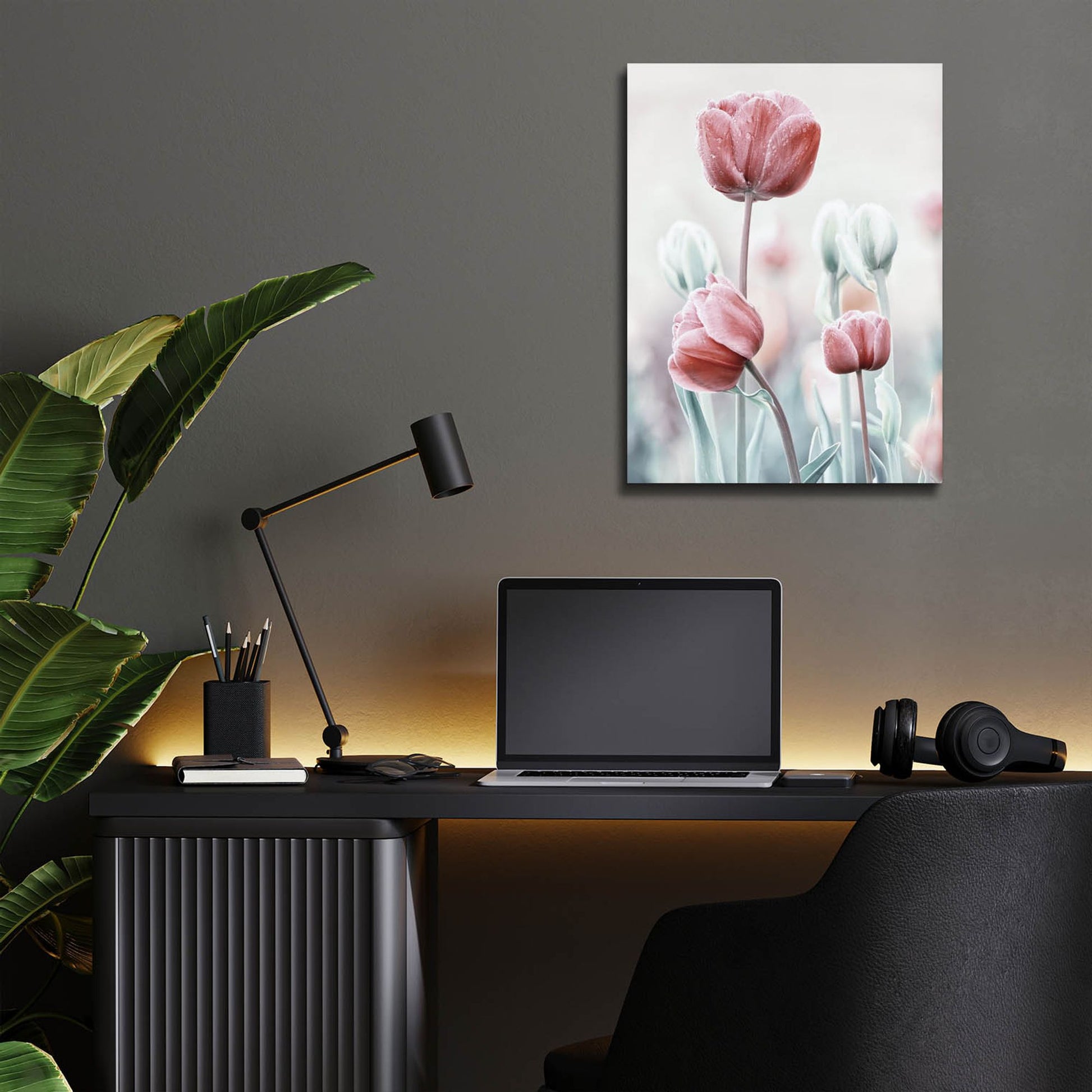 Epic Art 'Pink and White Tulips' by Epic Portfolio, Acrylic Glass Wall Art,12x16