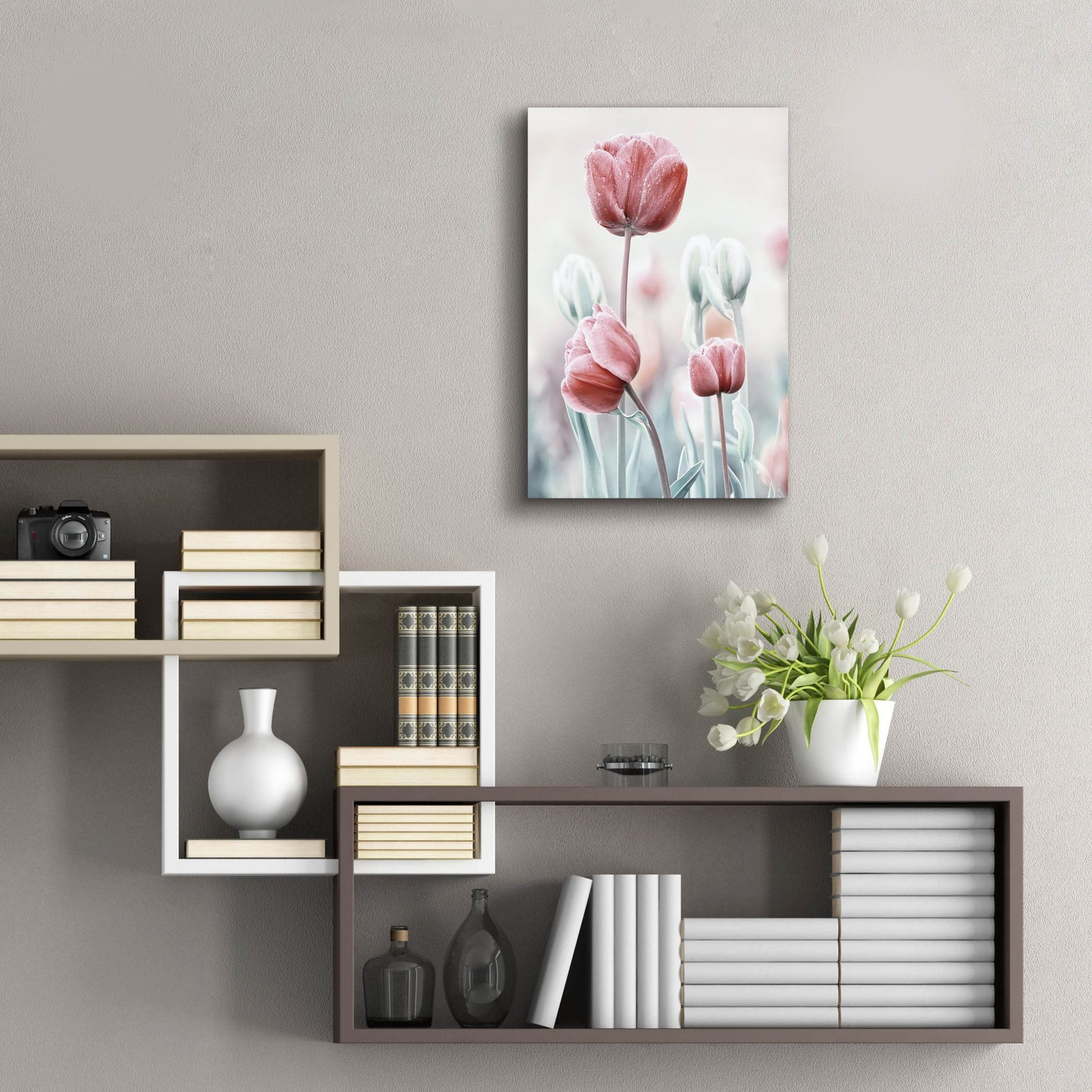 Epic Art 'Pink and White Tulips' by Epic Portfolio, Acrylic Glass Wall Art,16x24