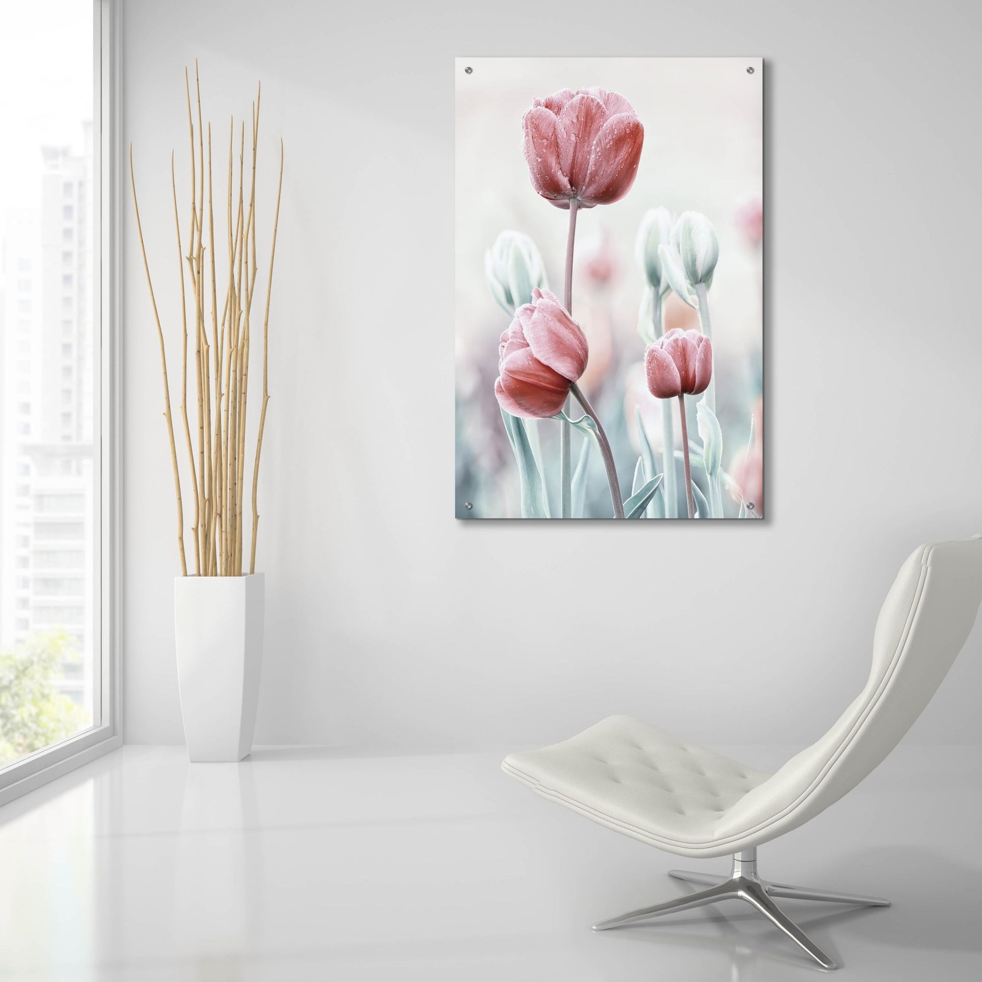 Epic Art 'Pink and White Tulips' by Epic Portfolio, Acrylic Glass Wall Art,24x36