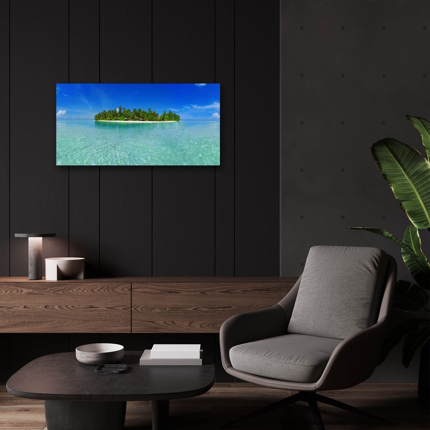 Epic Art 'Tropical Paradise Island' by Epic Portfolio, Acrylic Glass Wall Art,24x12