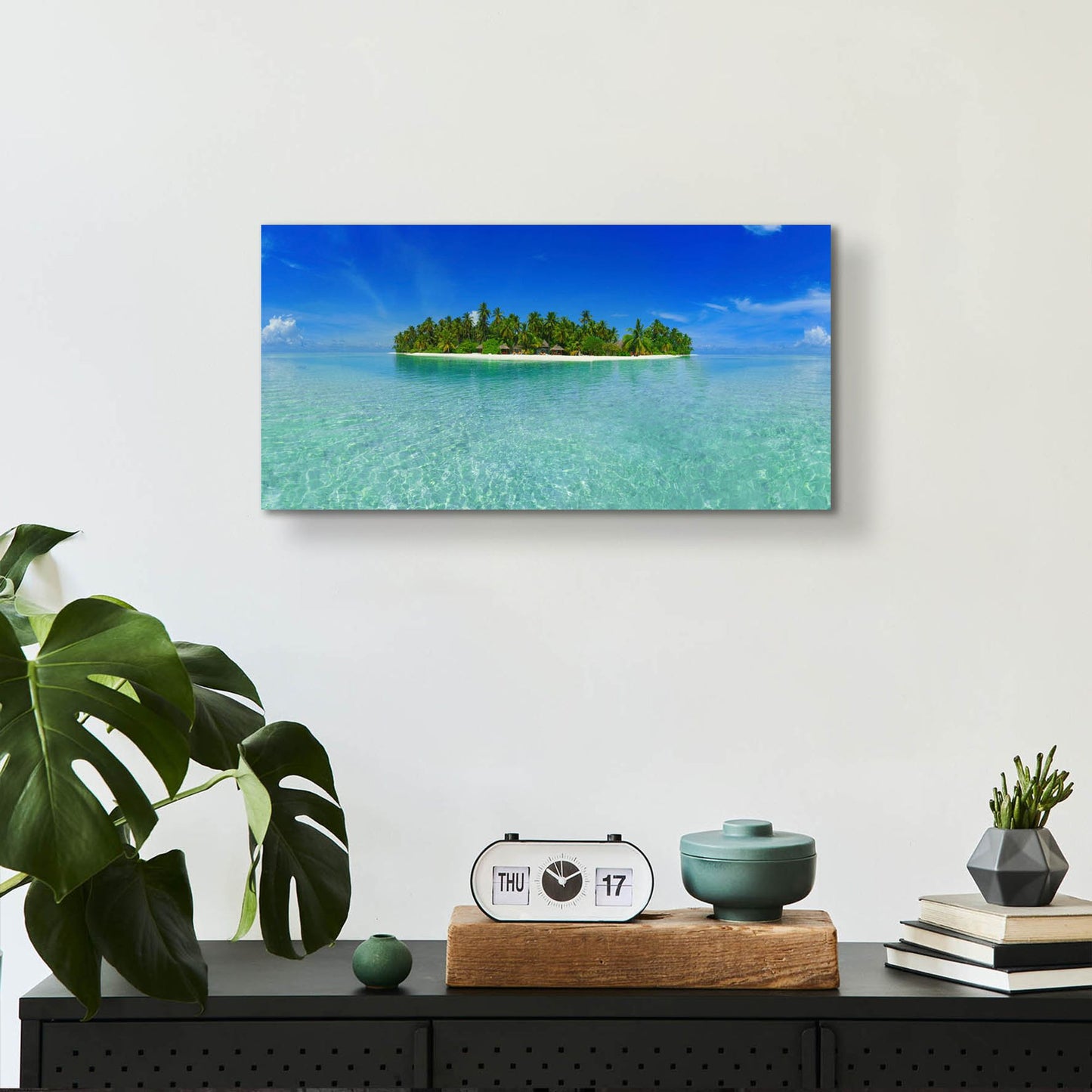 Epic Art 'Tropical Paradise Island' by Epic Portfolio, Acrylic Glass Wall Art,24x12