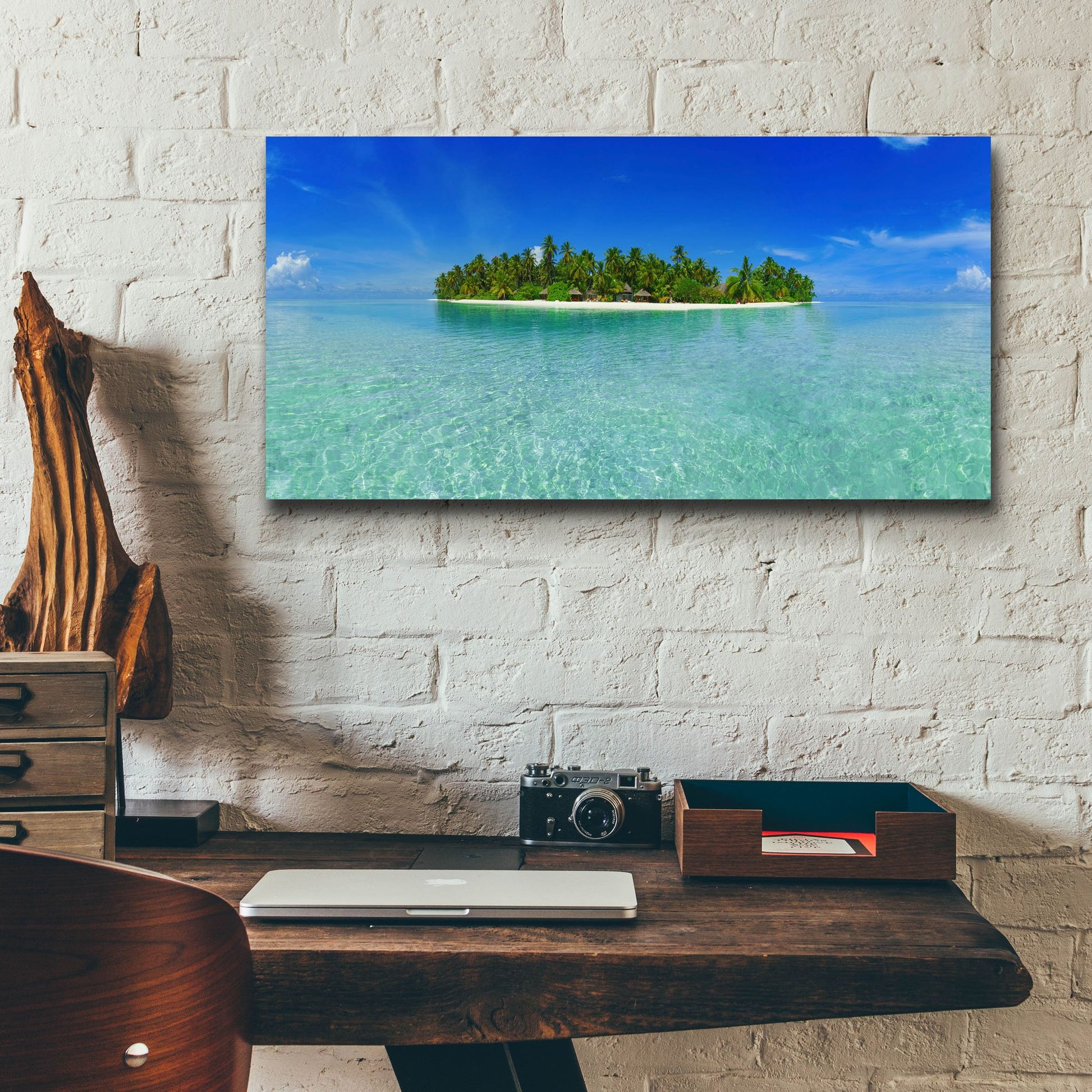 Epic Art 'Tropical Paradise Island' by Epic Portfolio, Acrylic Glass Wall Art,24x12