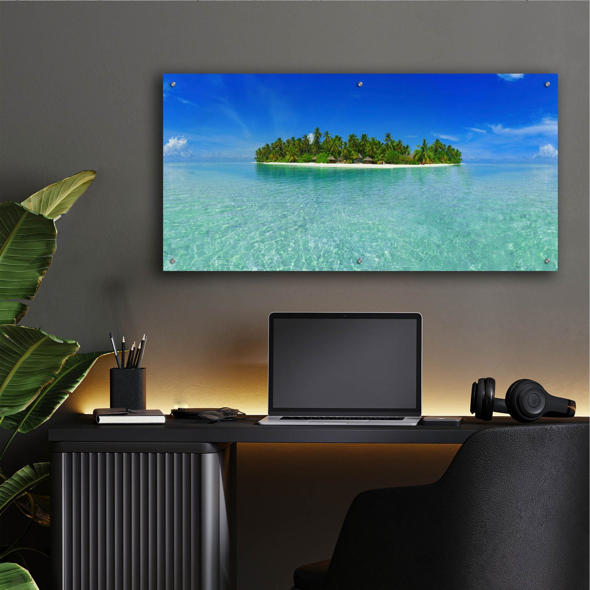 Epic Art 'Tropical Paradise Island' by Epic Portfolio, Acrylic Glass Wall Art,48x24