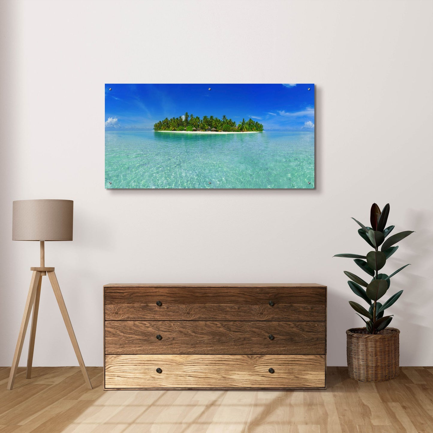 Epic Art 'Tropical Paradise Island' by Epic Portfolio, Acrylic Glass Wall Art,48x24