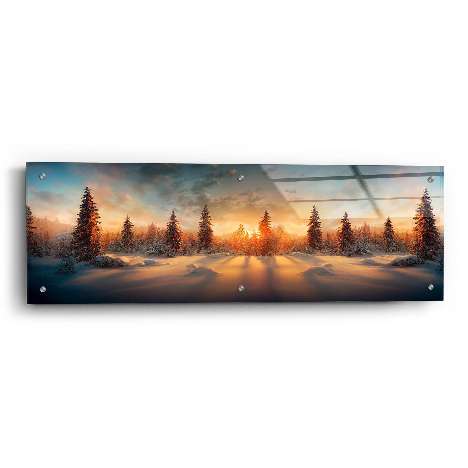 Epic Art 'Wintery Forest' by Epic Portfolio, Acrylic Glass Wall Art,36x12