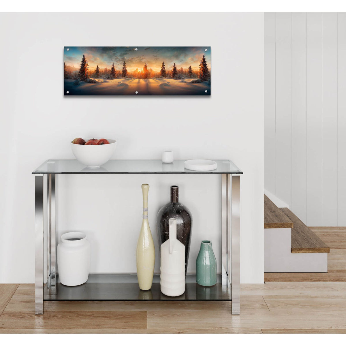 Epic Art 'Wintery Forest' by Epic Portfolio, Acrylic Glass Wall Art,36x12