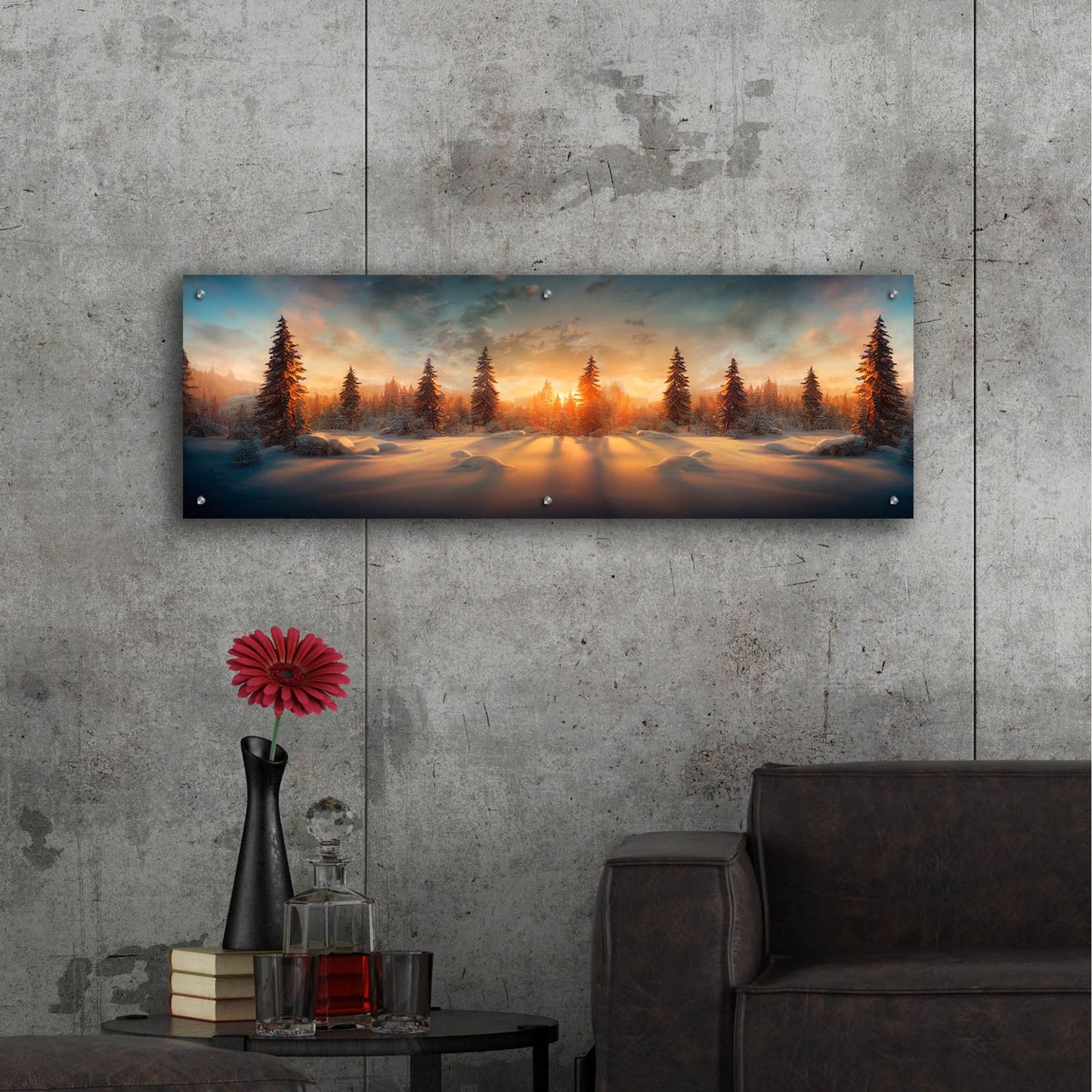 Epic Art 'Wintery Forest' by Epic Portfolio, Acrylic Glass Wall Art,48x16