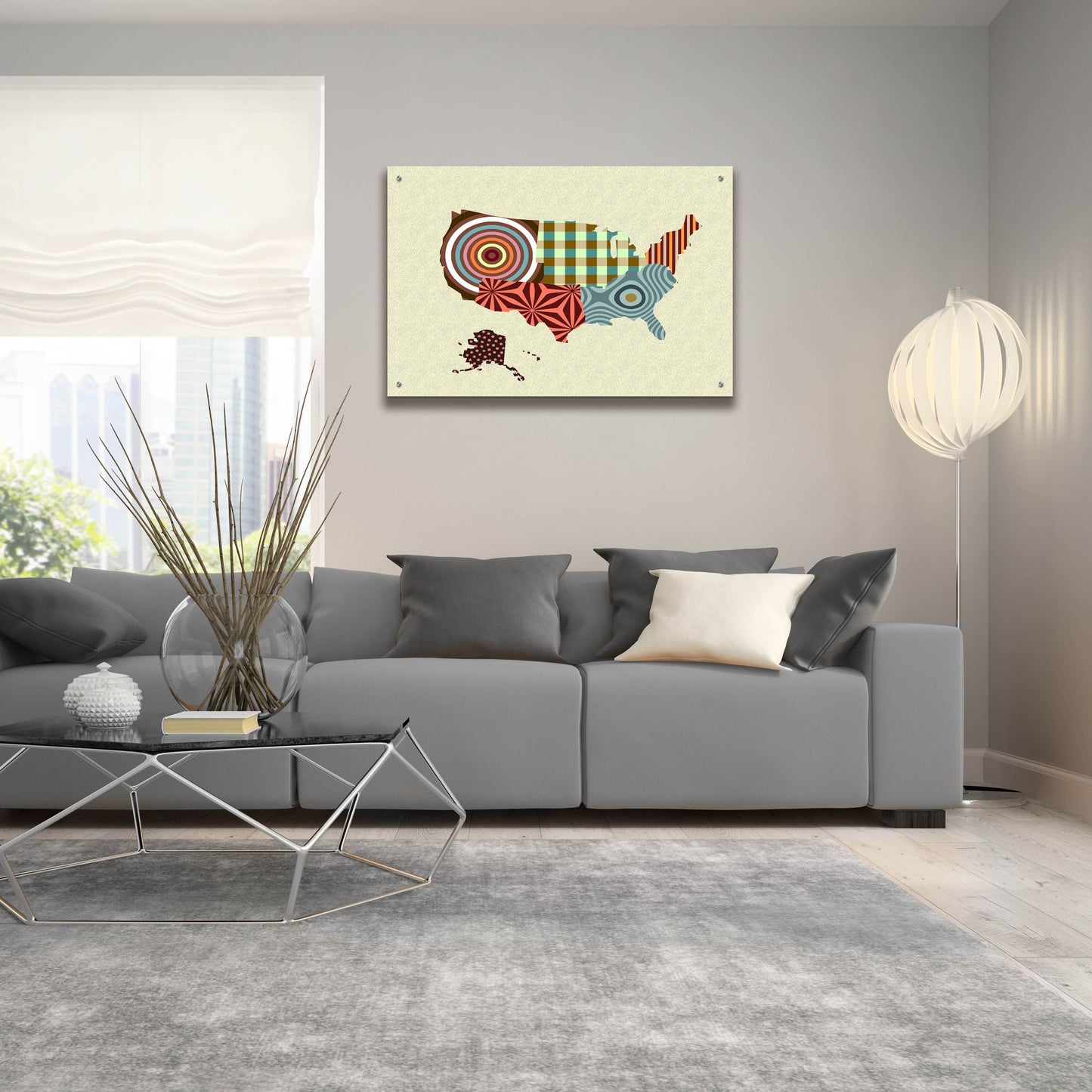 Epic Art 'USA Map' by Lanre Adefioye, Acrylic Glass Wall Art,36x24