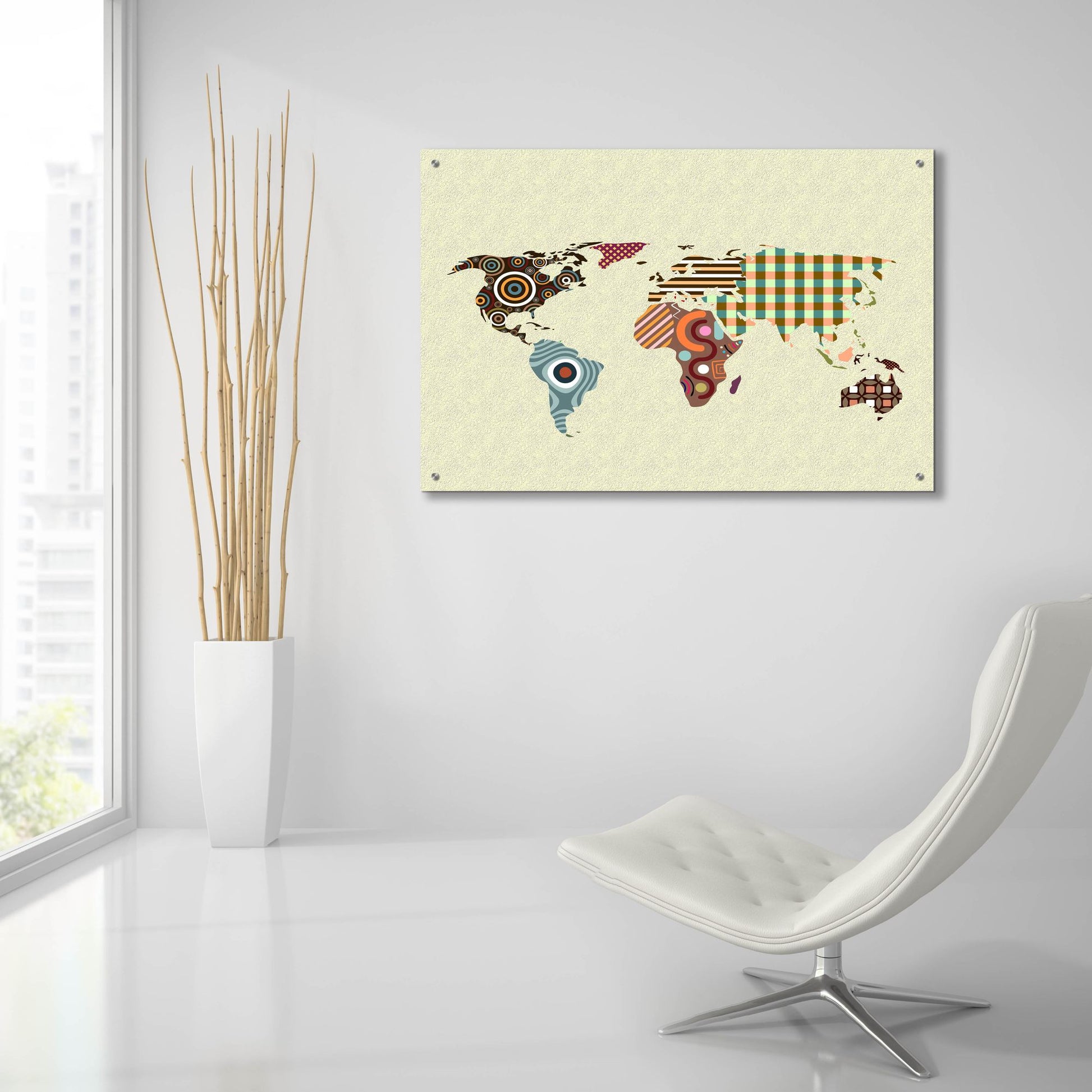 Epic Art 'World Map' by Lanre Adefioye, Acrylic Glass Wall Art,36x24