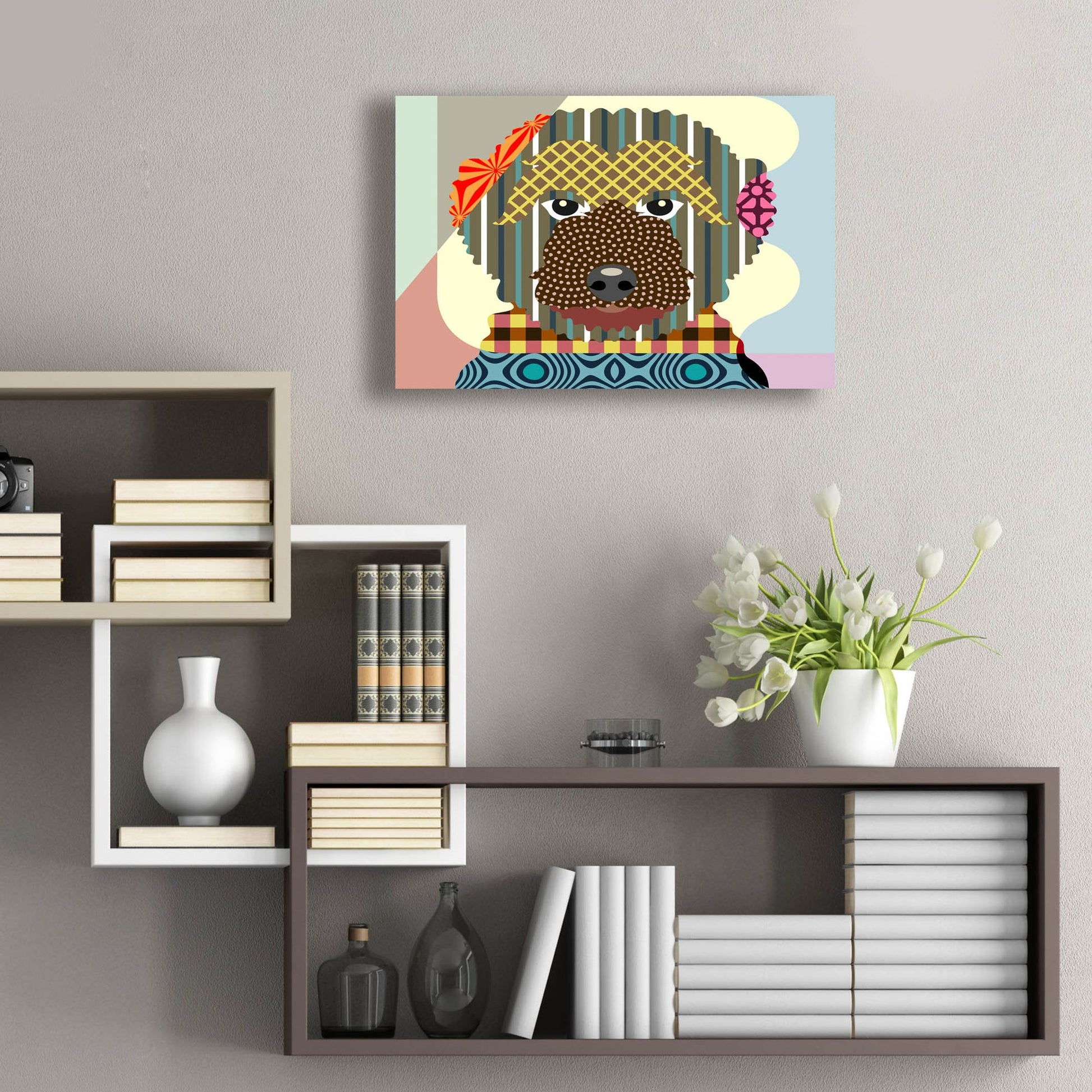 Epic Art 'Goldendoodle' by Lanre Adefioye, Acrylic Glass Wall Art,24x16