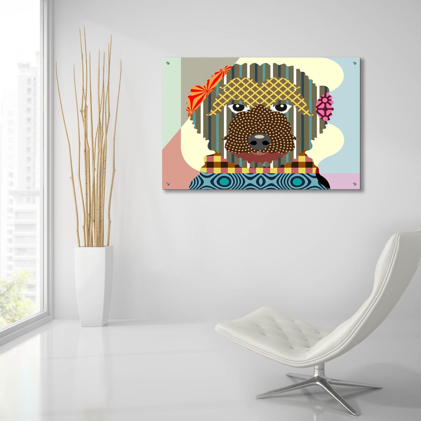 Epic Art 'Goldendoodle' by Lanre Adefioye, Acrylic Glass Wall Art,36x24