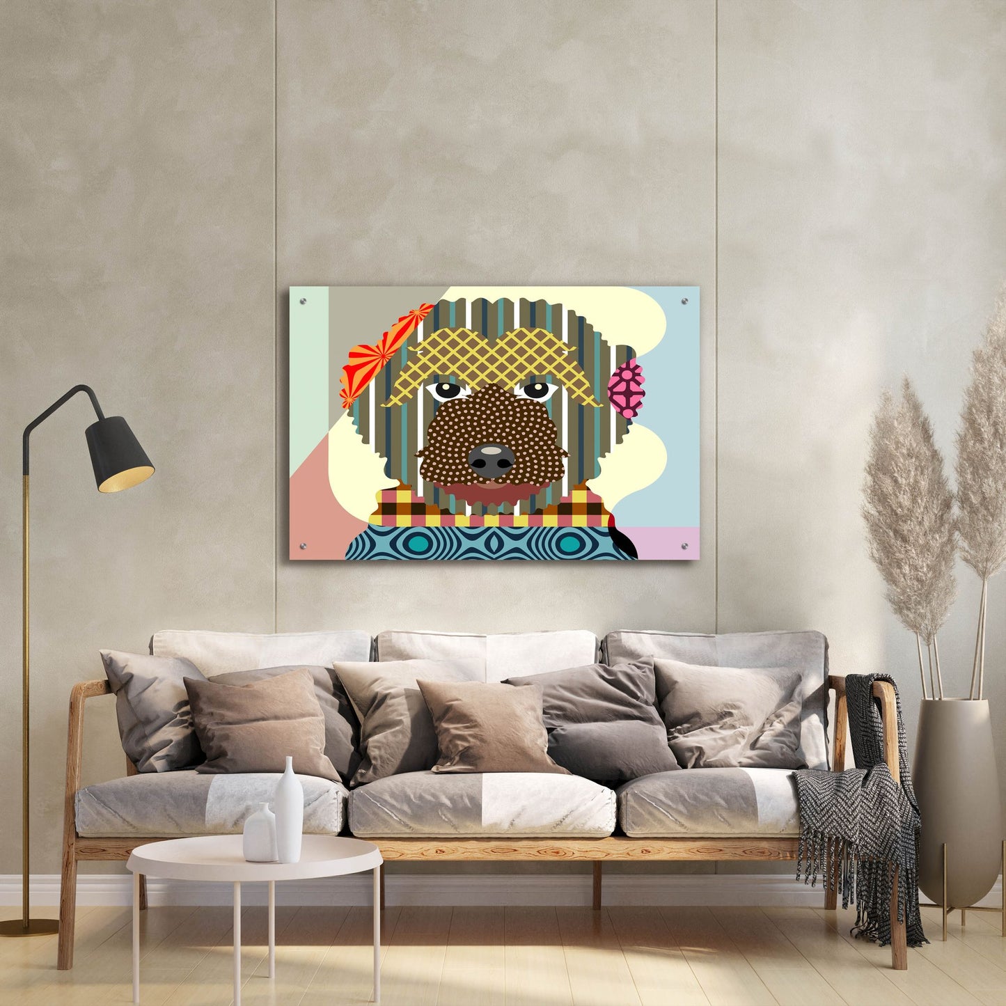 Epic Art 'Goldendoodle' by Lanre Adefioye, Acrylic Glass Wall Art,36x24