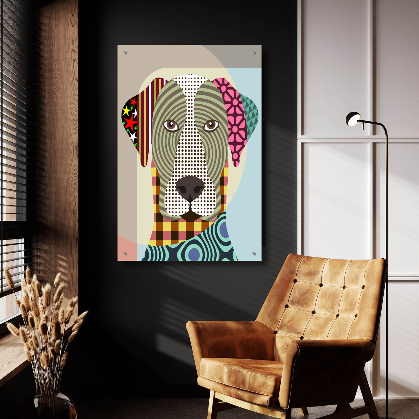 Epic Art 'Great Dane Dog' by Lanre Adefioye, Acrylic Glass Wall Art,24x36