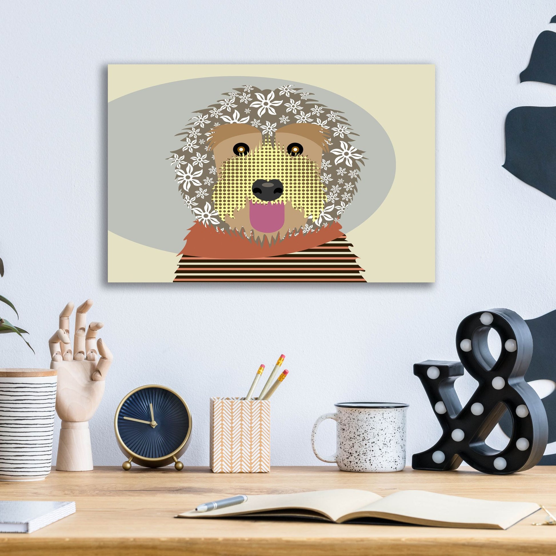 Epic Art 'Labradoodle' by Lanre Adefioye, Acrylic Glass Wall Art,16x12