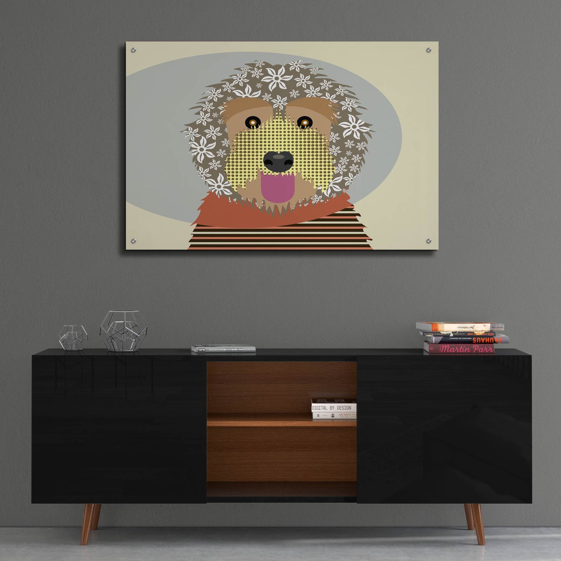 Epic Art 'Labradoodle' by Lanre Adefioye, Acrylic Glass Wall Art,36x24