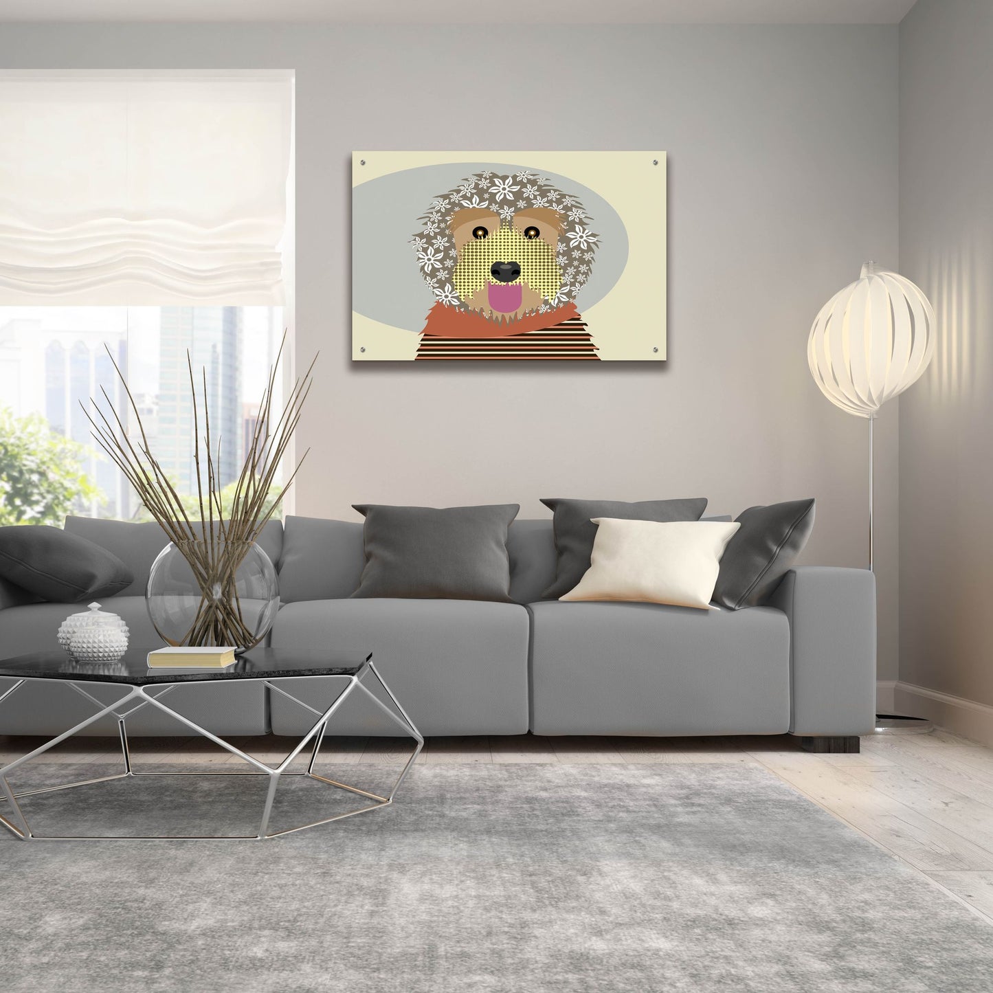 Epic Art 'Labradoodle' by Lanre Adefioye, Acrylic Glass Wall Art,36x24