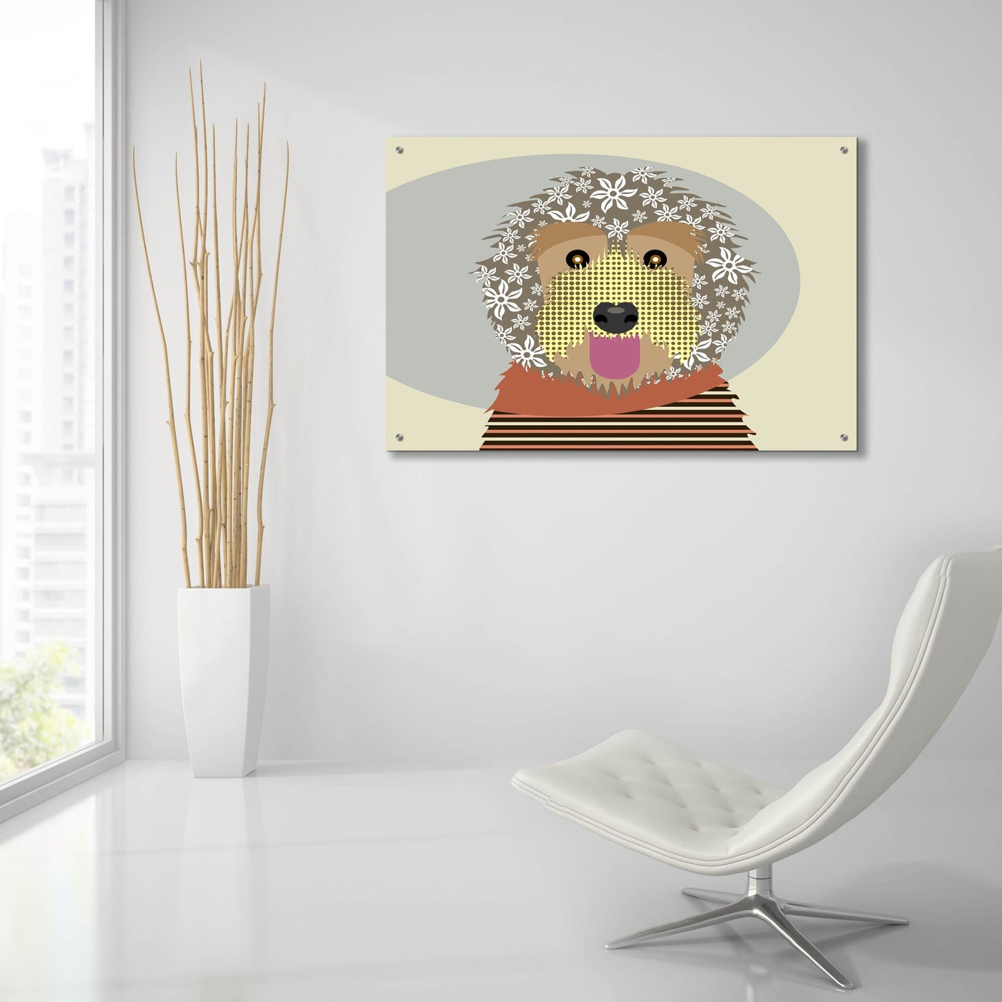 Epic Art 'Labradoodle' by Lanre Adefioye, Acrylic Glass Wall Art,36x24