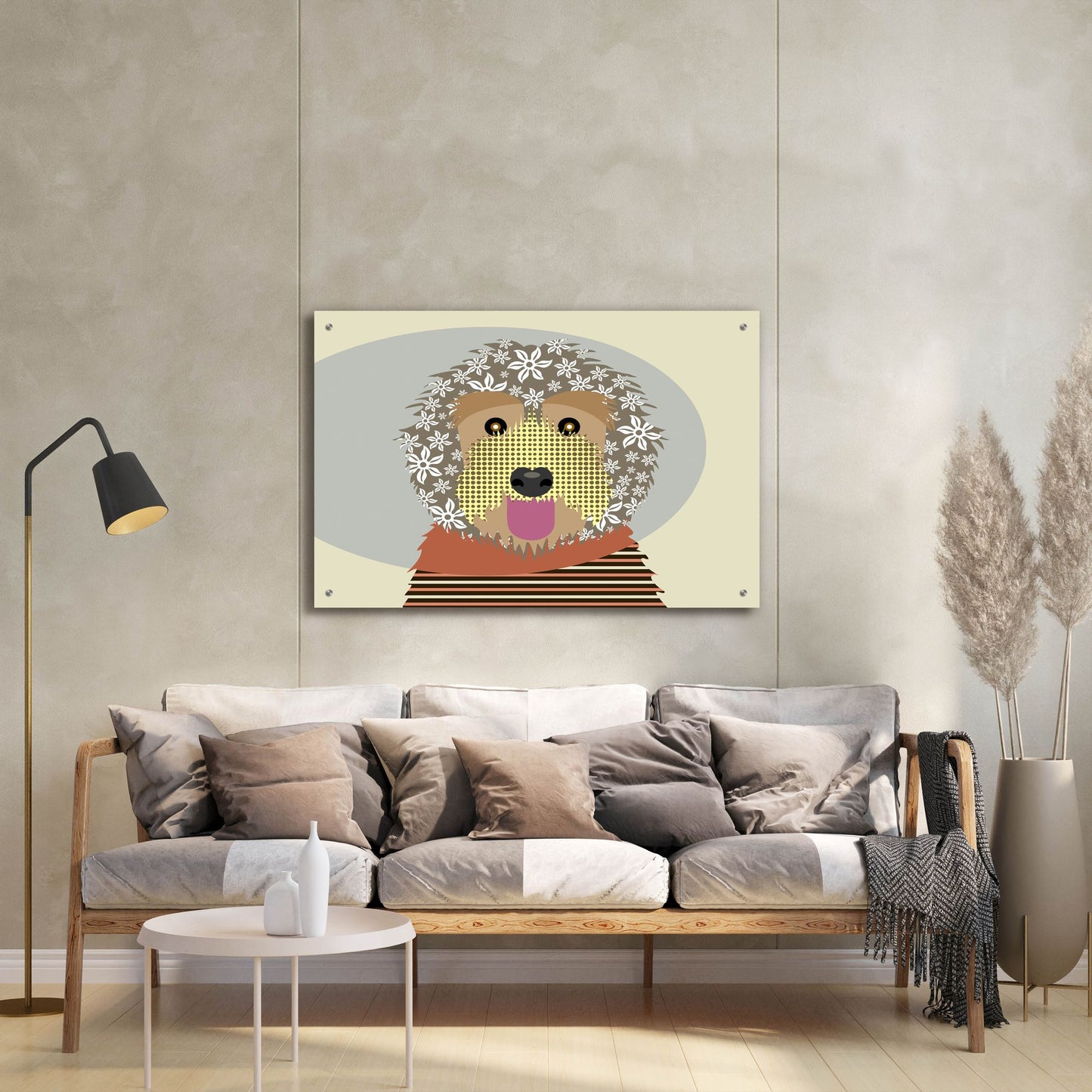 Epic Art 'Labradoodle' by Lanre Adefioye, Acrylic Glass Wall Art,36x24