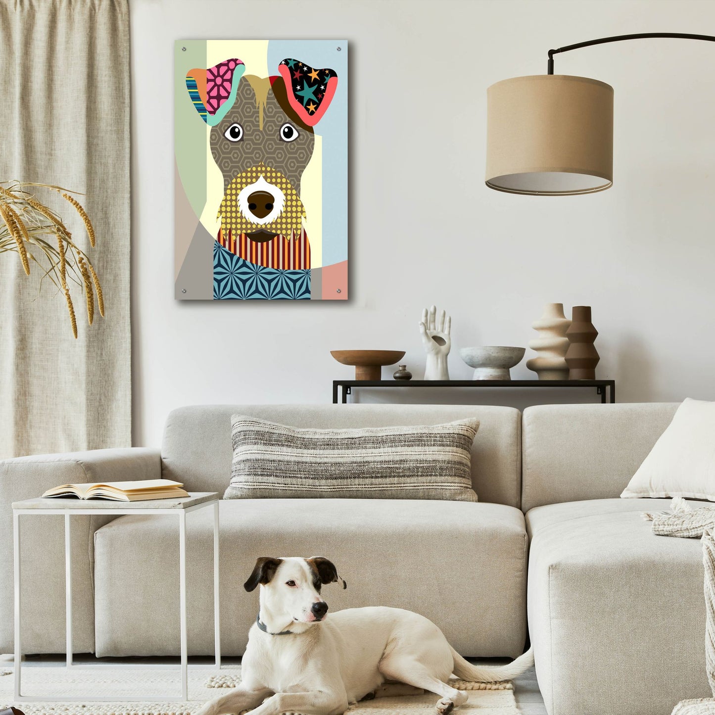 Epic Art 'Wire Fox Terrier' by Lanre Adefioye, Acrylic Glass Wall Art,24x36