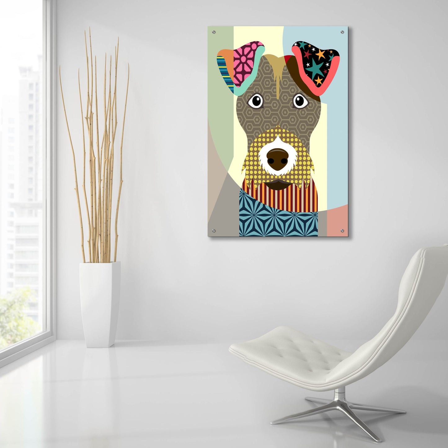 Epic Art 'Wire Fox Terrier' by Lanre Adefioye, Acrylic Glass Wall Art,24x36