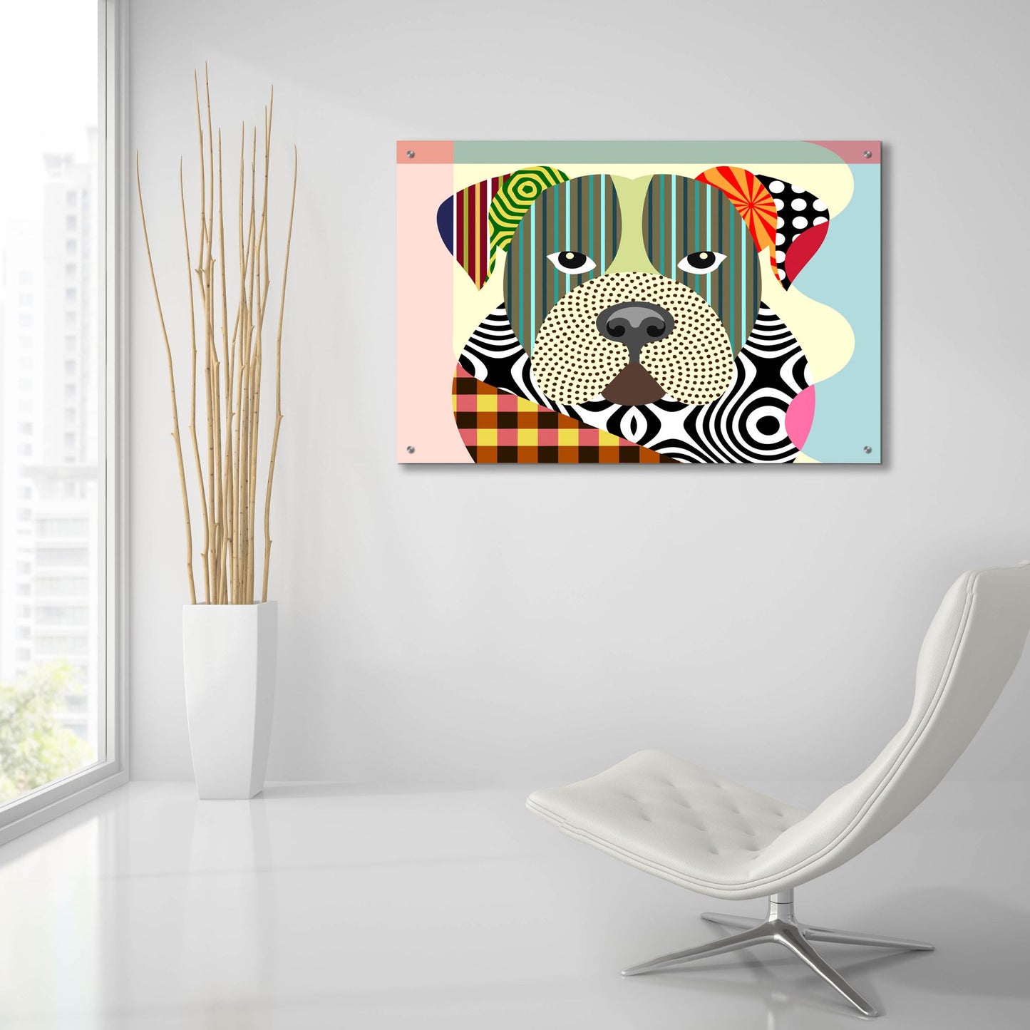 Epic Art 'American Bulldog' by Lanre Adefioye, Acrylic Glass Wall Art,36x24