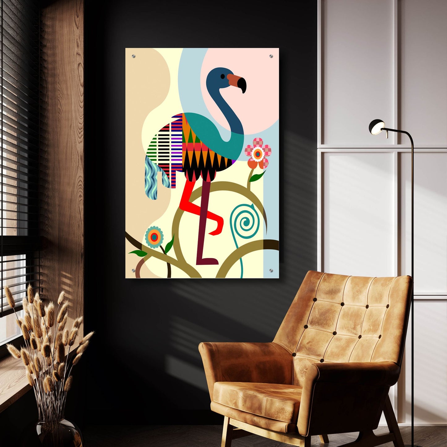 Epic Art 'American Flamingo' by Lanre Adefioye, Acrylic Glass Wall Art,24x36