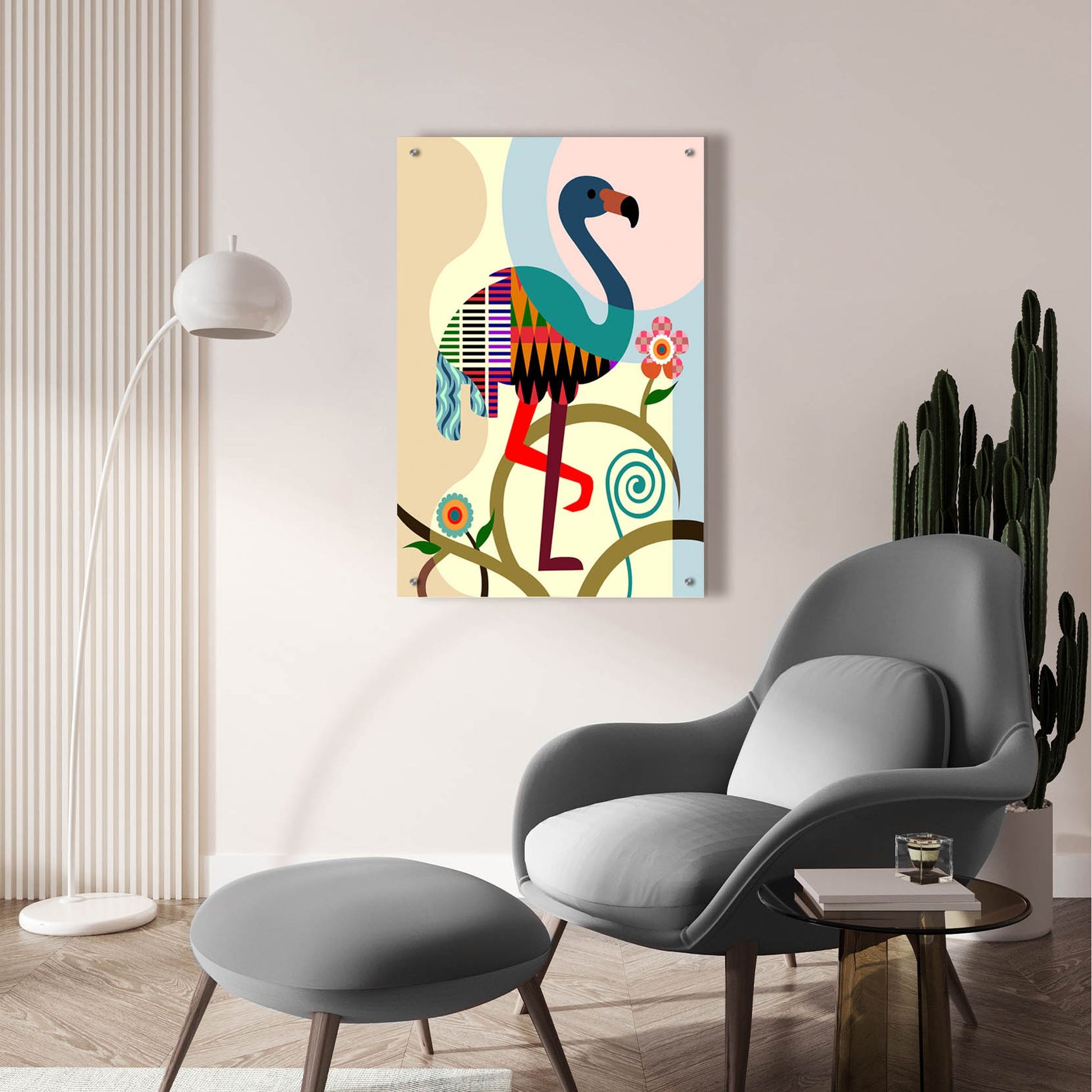 Epic Art 'American Flamingo' by Lanre Adefioye, Acrylic Glass Wall Art,24x36