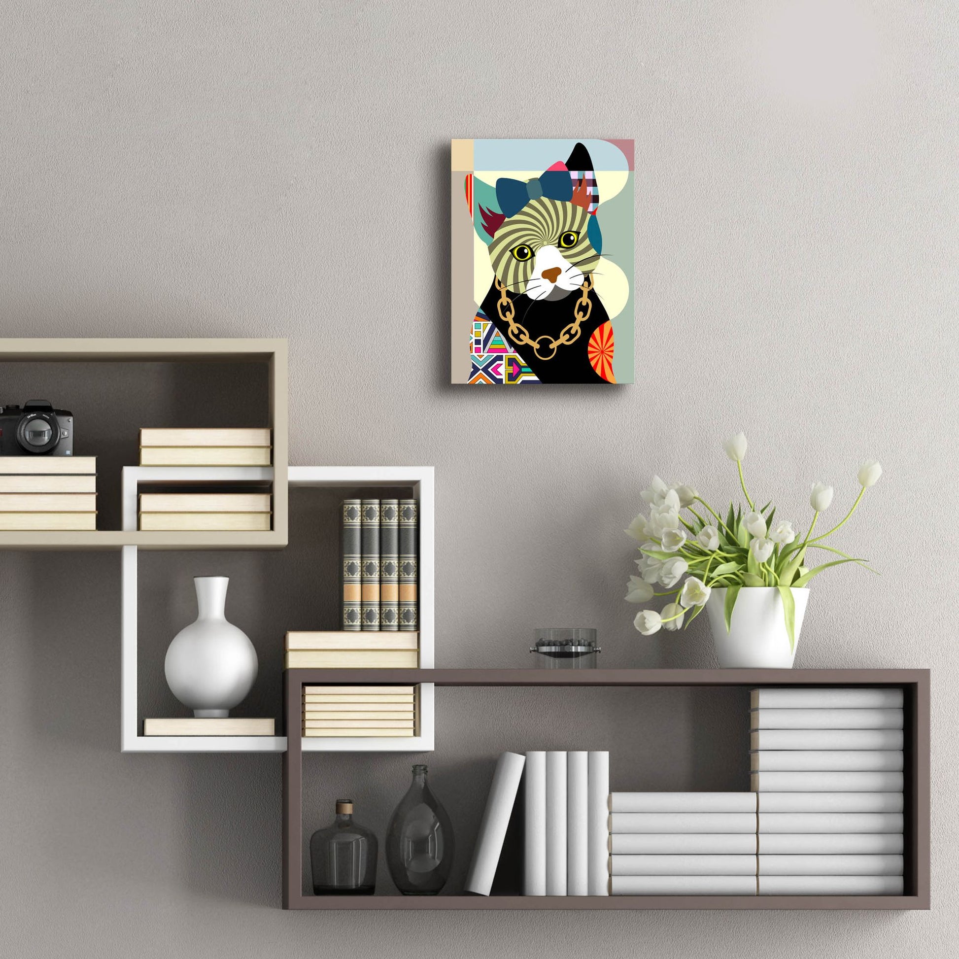 Epic Art 'Hipster Kitty' by Lanre Adefioye, Acrylic Glass Wall Art,12x16