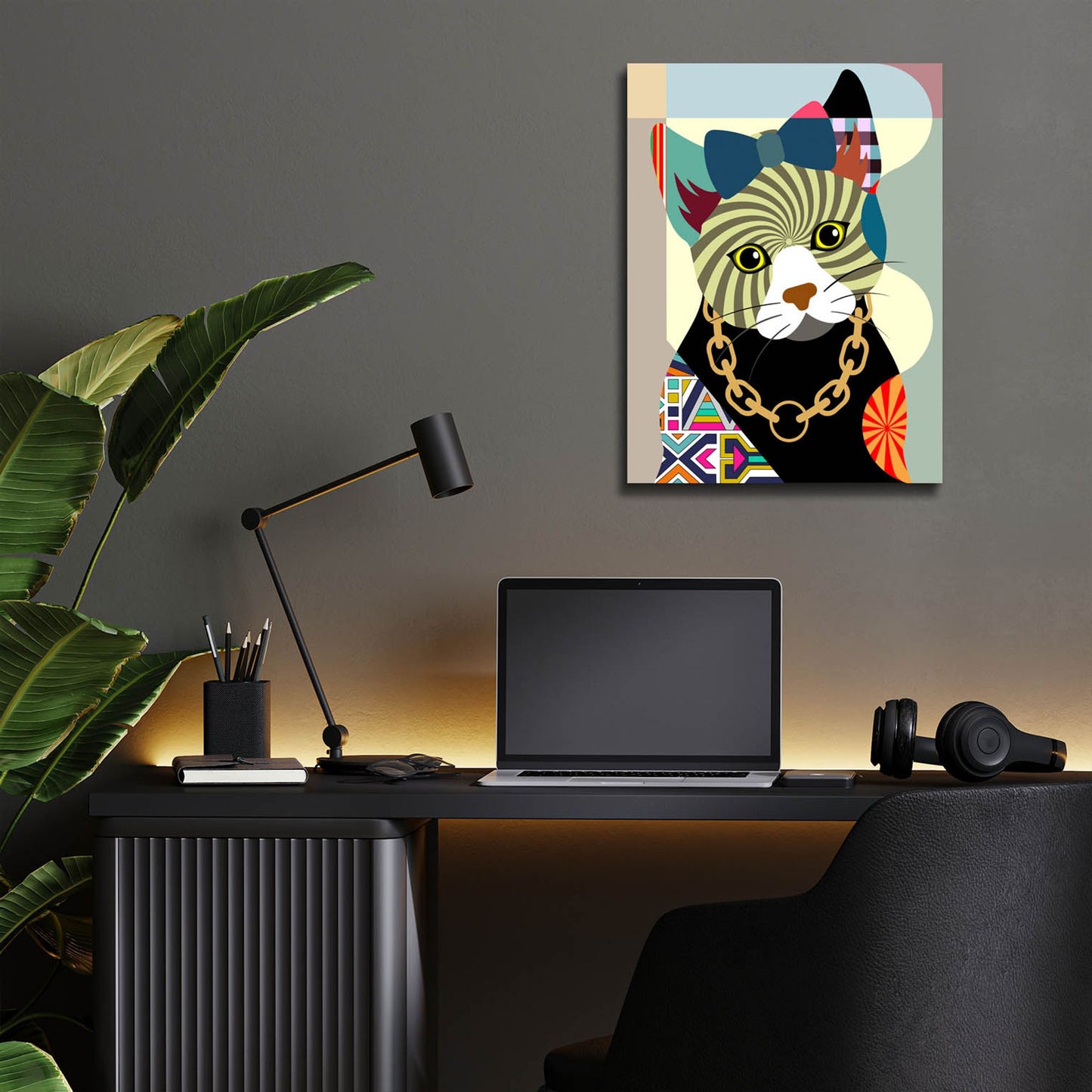 Epic Art 'Hipster Kitty' by Lanre Adefioye, Acrylic Glass Wall Art,12x16