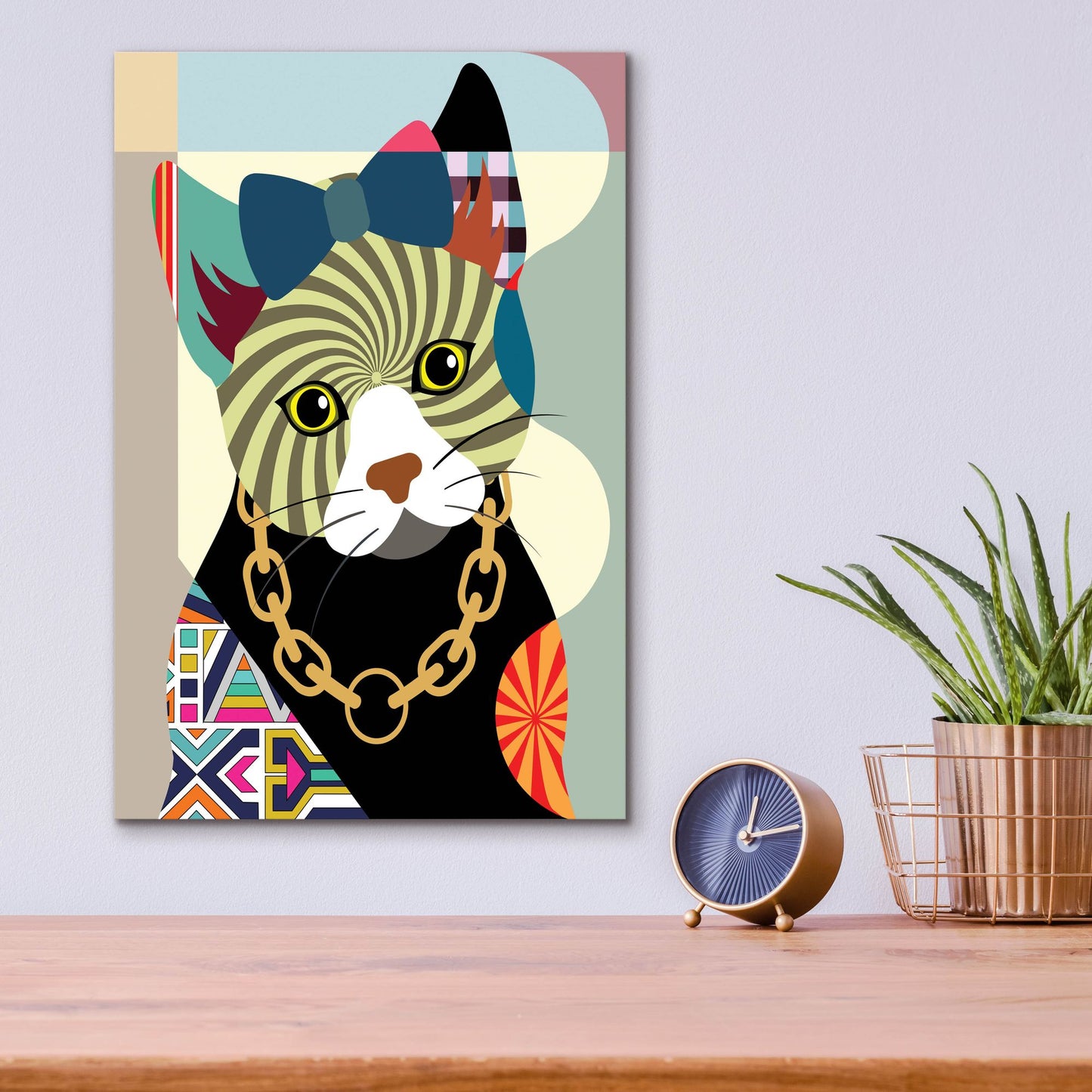 Epic Art 'Hipster Kitty' by Lanre Adefioye, Acrylic Glass Wall Art,12x16