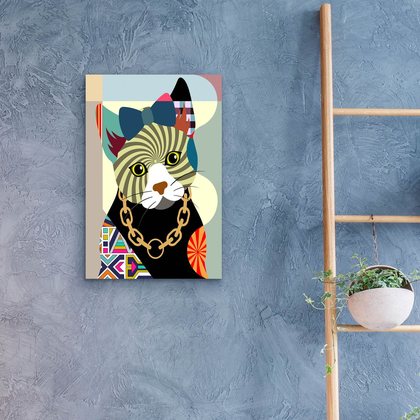 Epic Art 'Hipster Kitty' by Lanre Adefioye, Acrylic Glass Wall Art,16x24