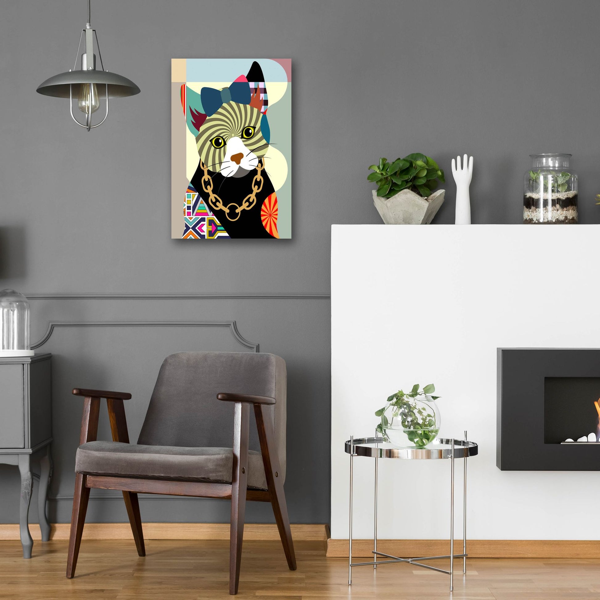 Epic Art 'Hipster Kitty' by Lanre Adefioye, Acrylic Glass Wall Art,16x24